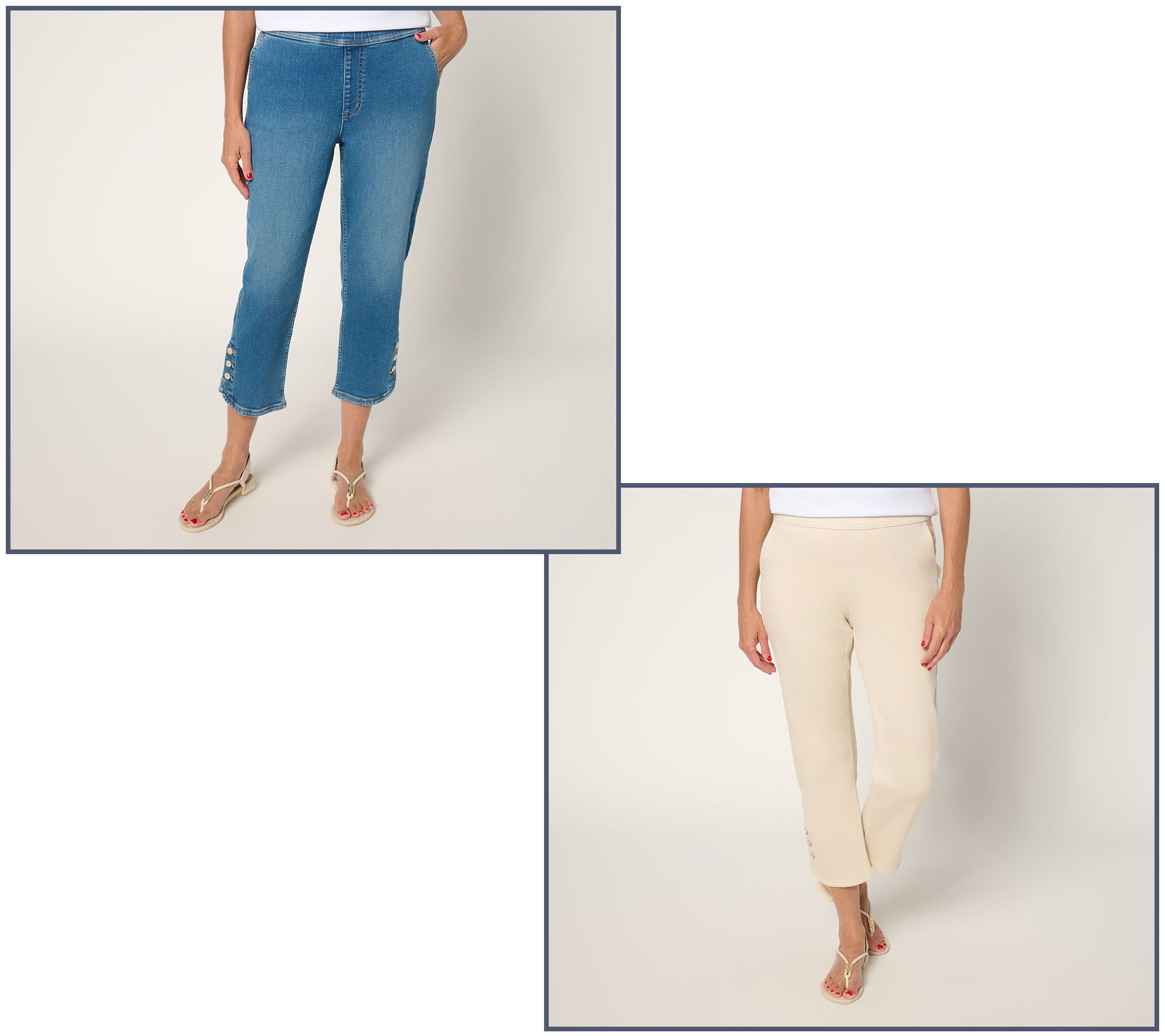 Martha Stewart Signature Denim Crop with Button Detail