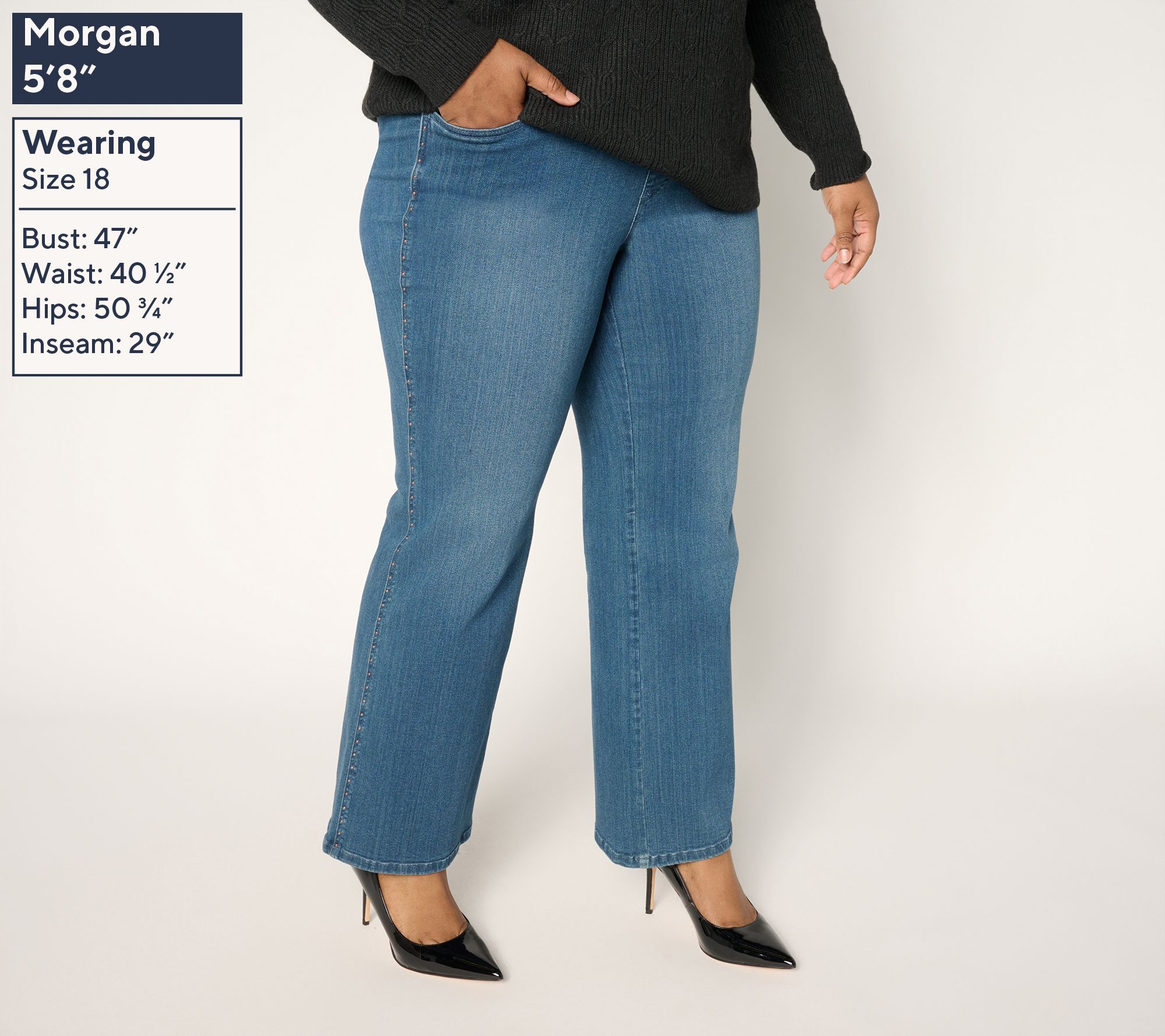 Belle by Kim Gravel Tall Primabelle Denim Studded Wide Leg