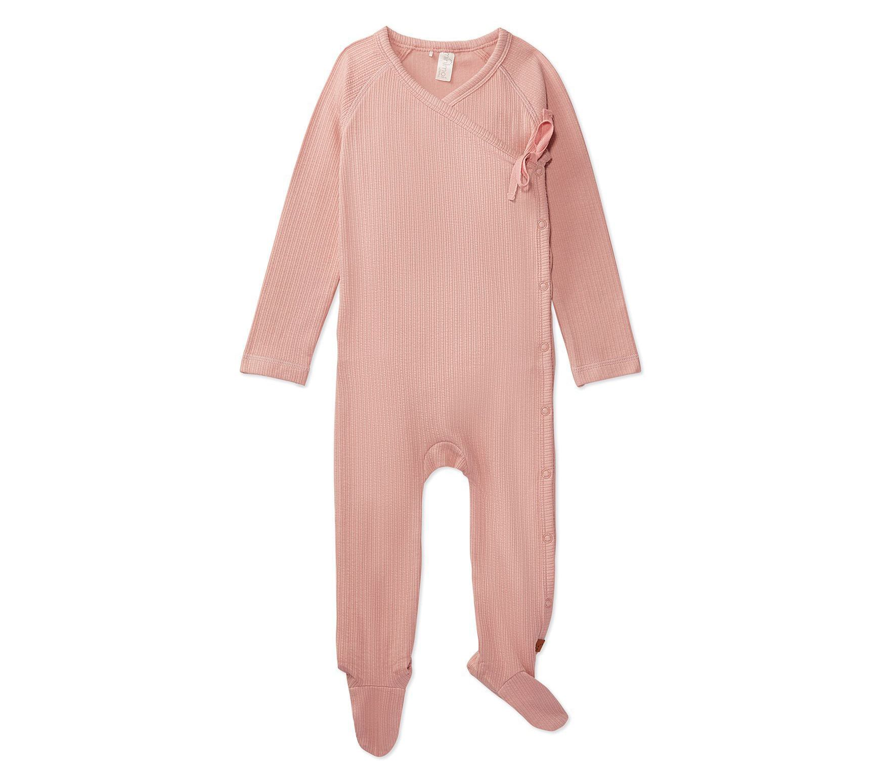 MiniMoi Solid Ribbed Cross Over Tie Footie