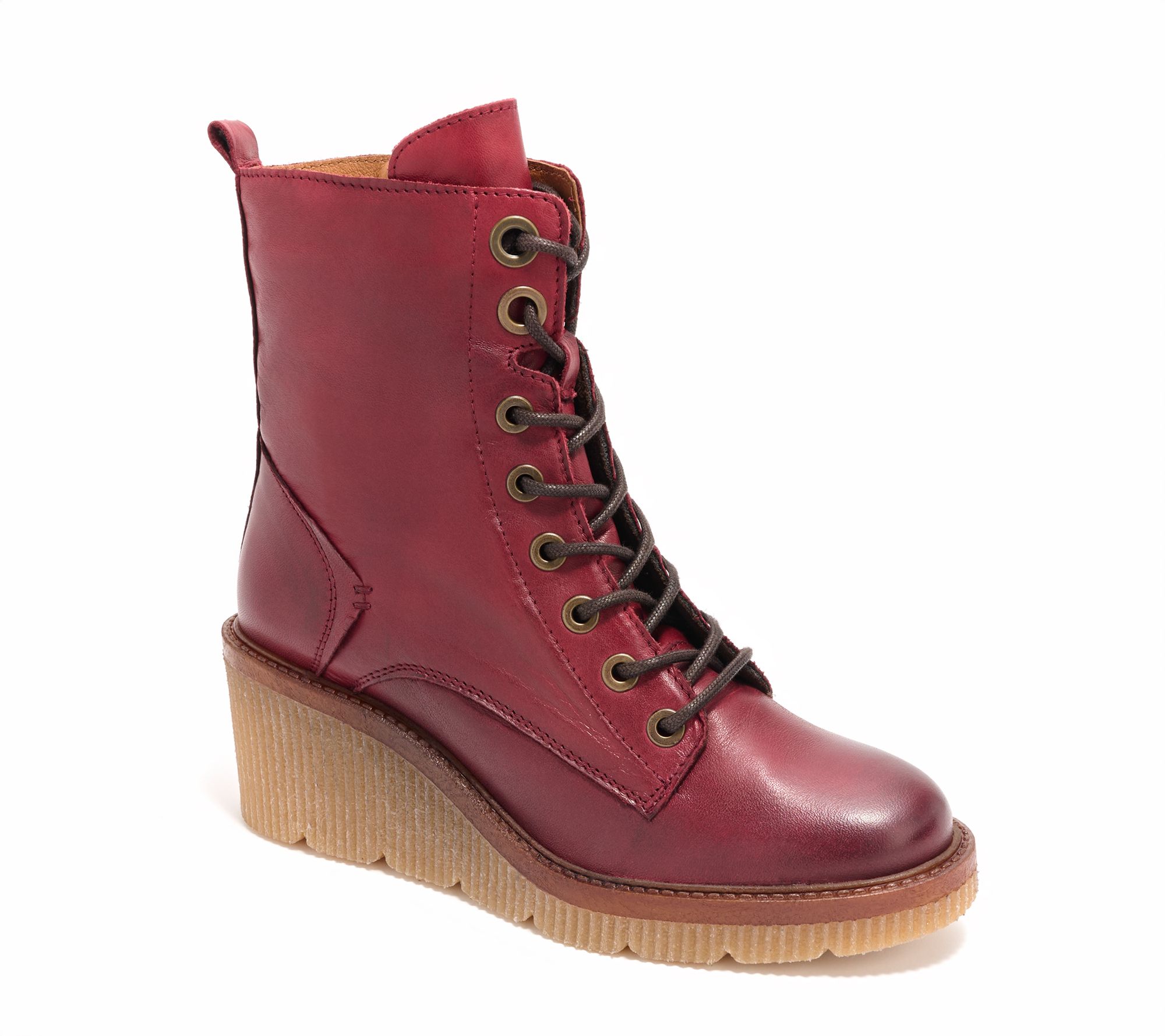  Miz Mooz Leather Lace-Up Wedge Boots - Adrienn