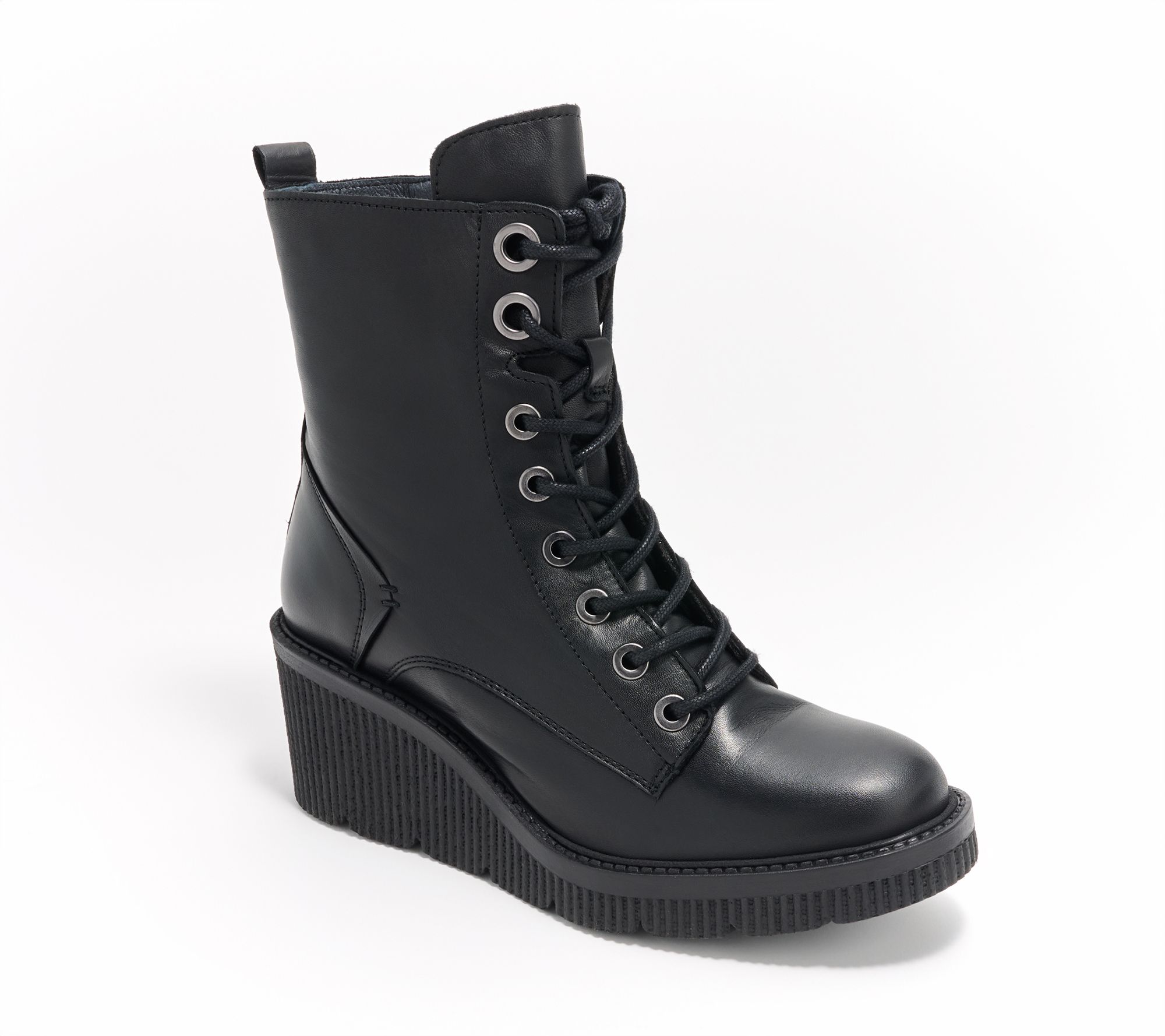 Miz Mooz Leather Lace-Up Wedge Boots - Adrienn