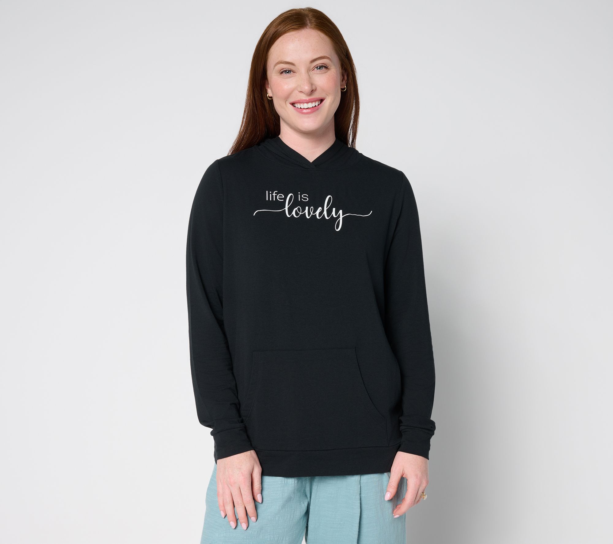 AnyBody Cozy Knit Jersey Message Hoodie
