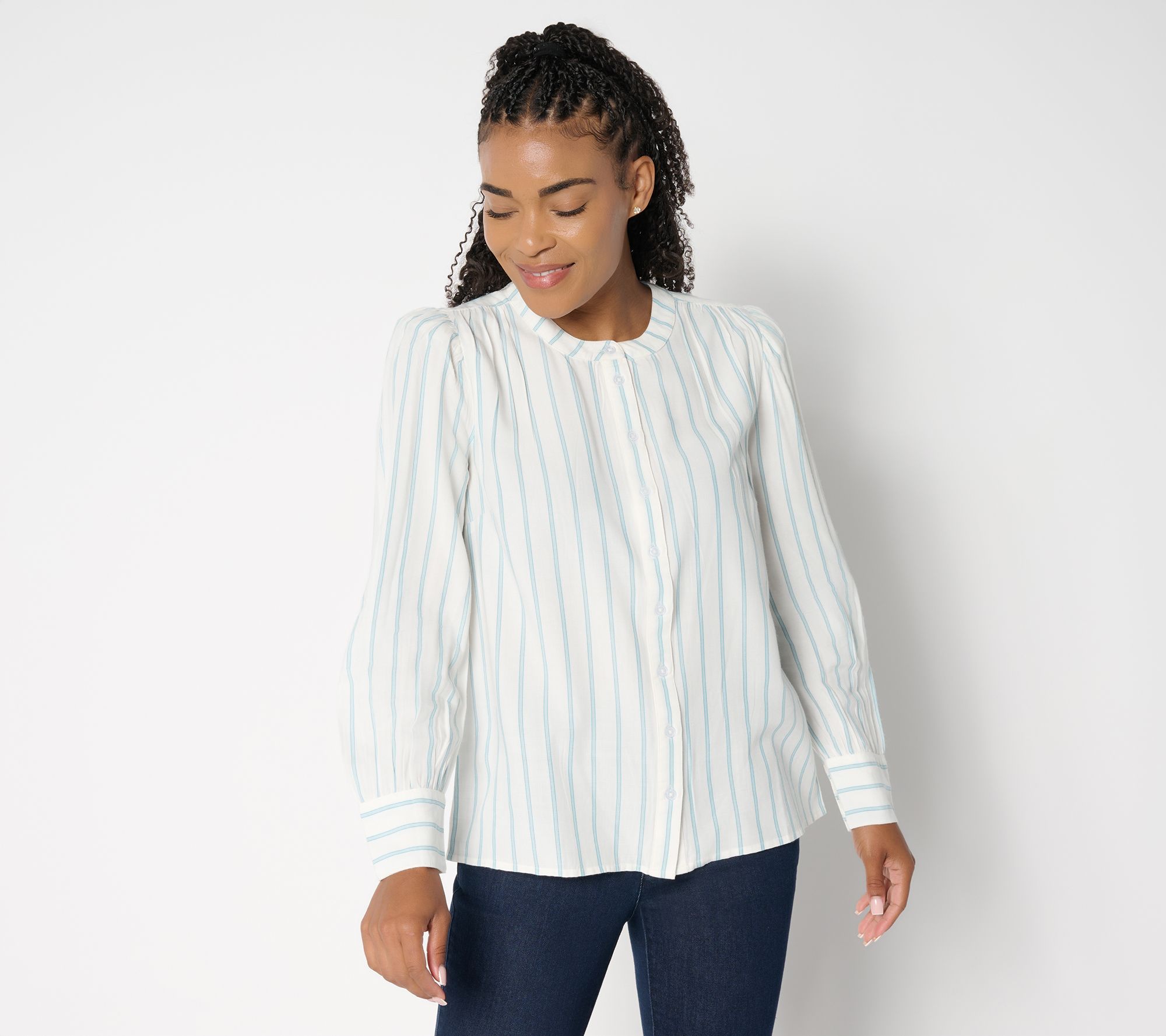 Me by Jennie Garth Goldie Yarn Dye Striped Blouse