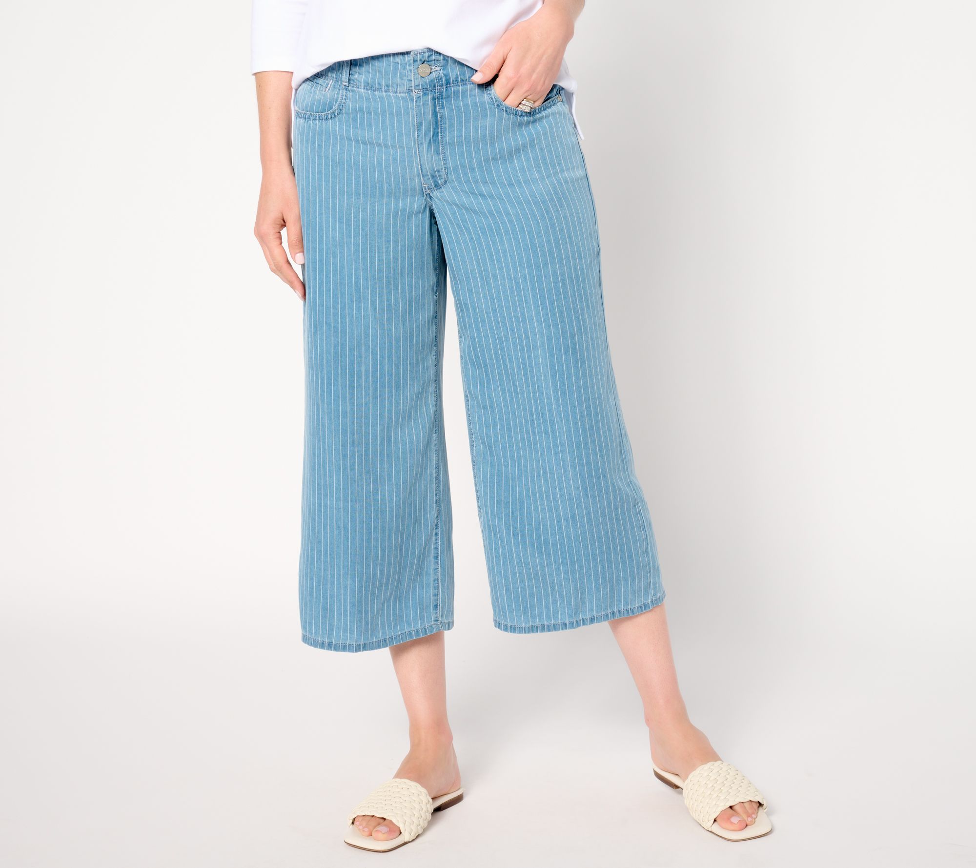 "As Is" NYDJ High Rise Brigitte Wide Leg Capri- Light Marine