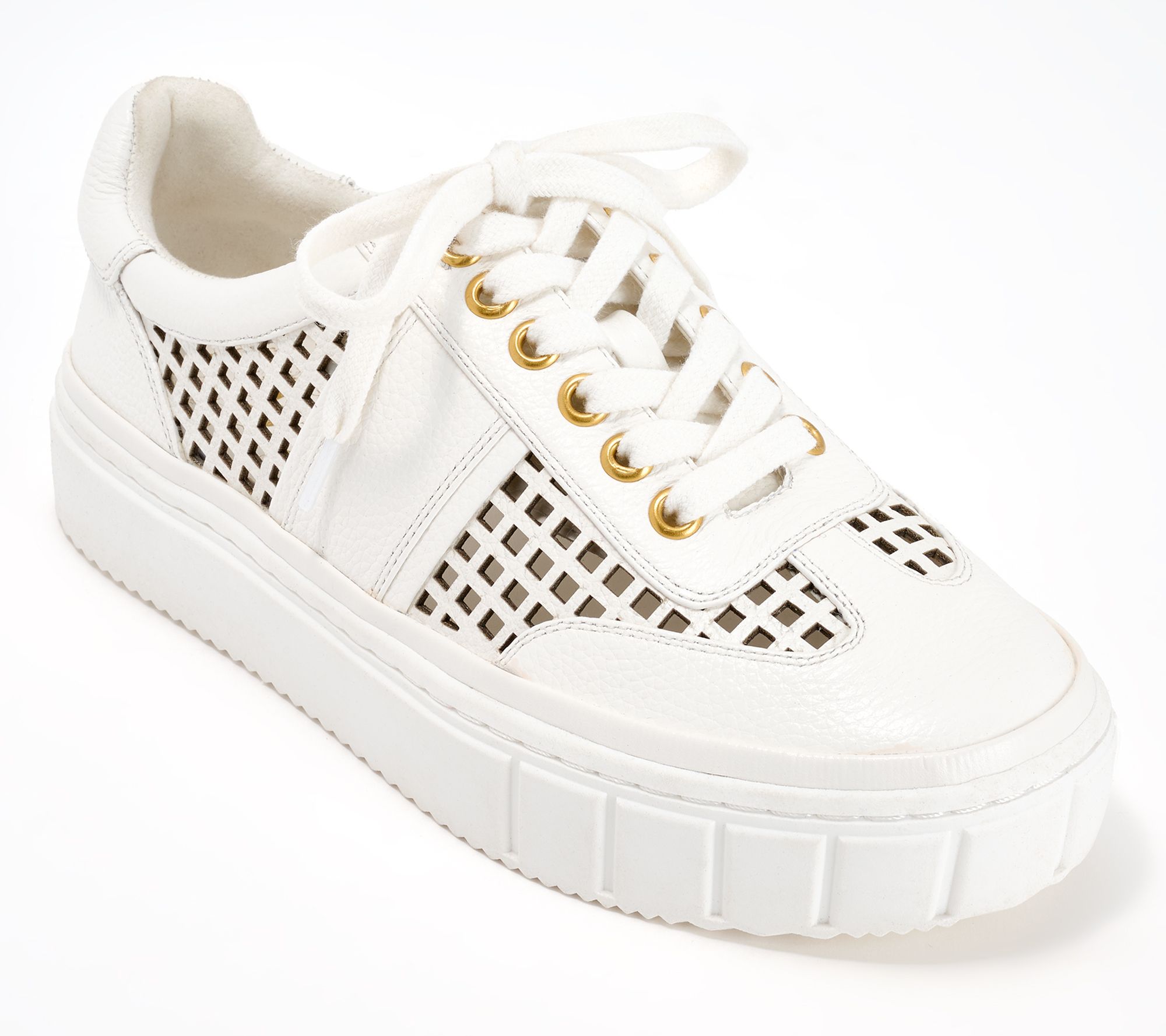 "As Is" Vince Camuto Perforated Leather Casual Sneakers Raiden