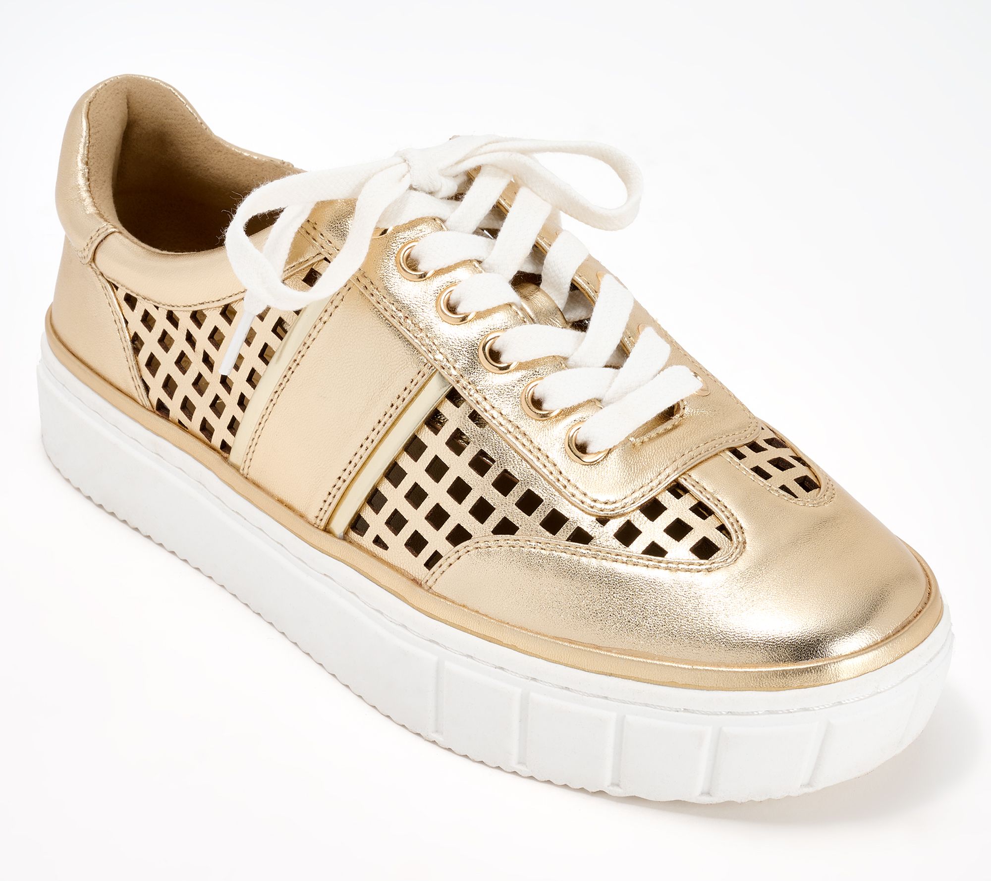 "As Is" Vince Camuto Perforated Leather Casual Sneakers Raiden