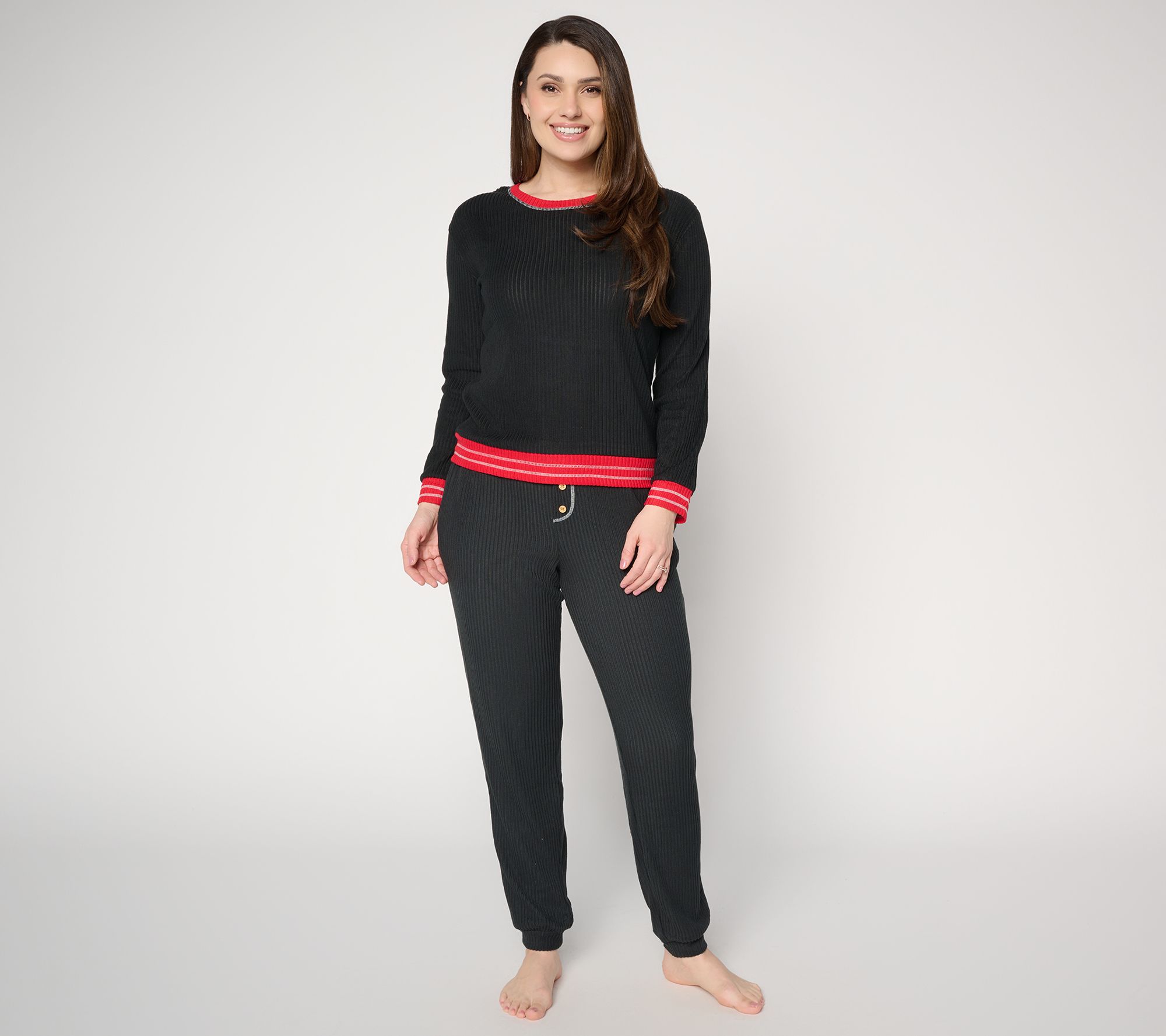 MUK LUKS Ribbed Butterknit Heart Lounge Set