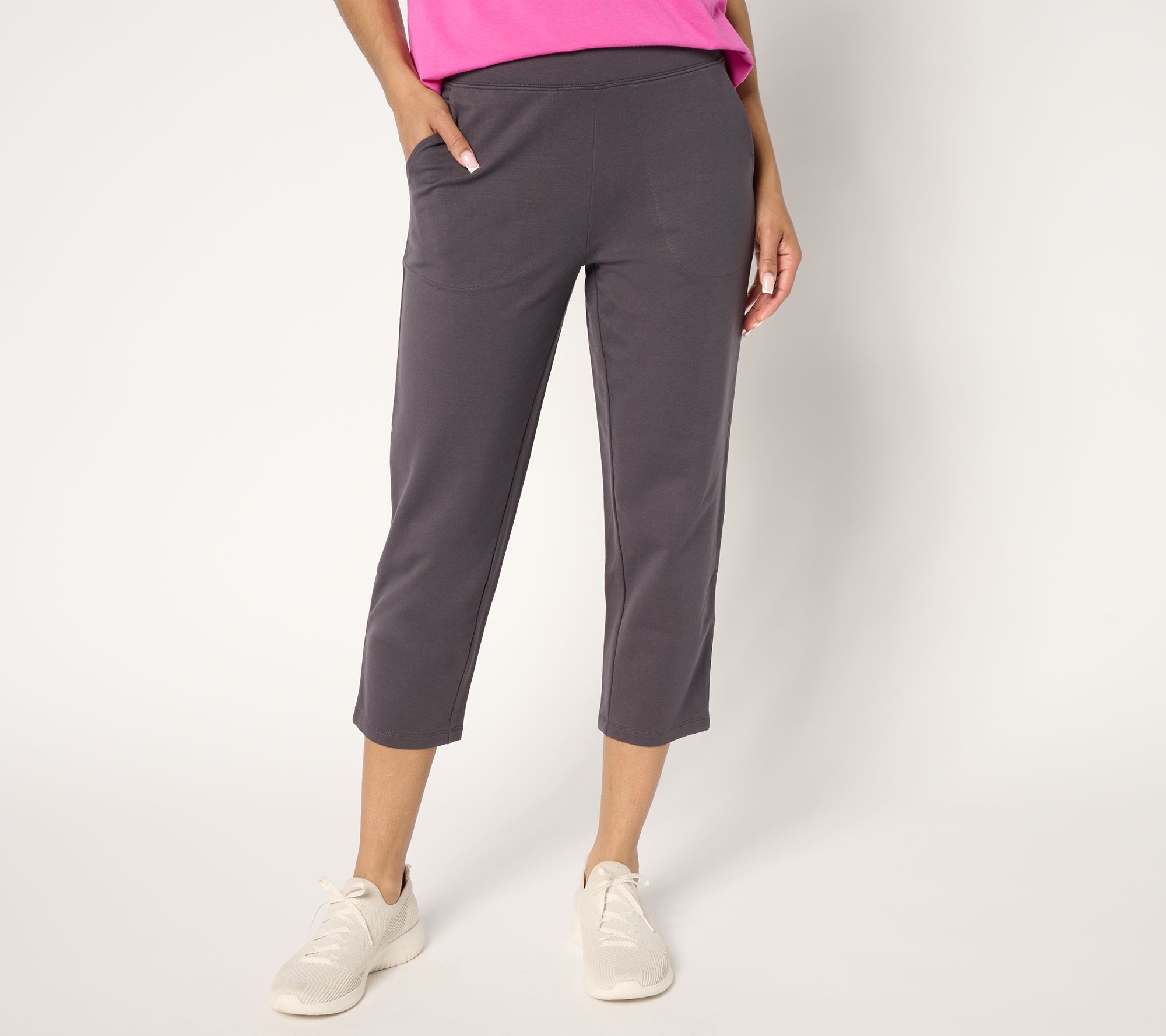 "As Is" Denim & Co. Petite EasyWear French Terry Crop Pant