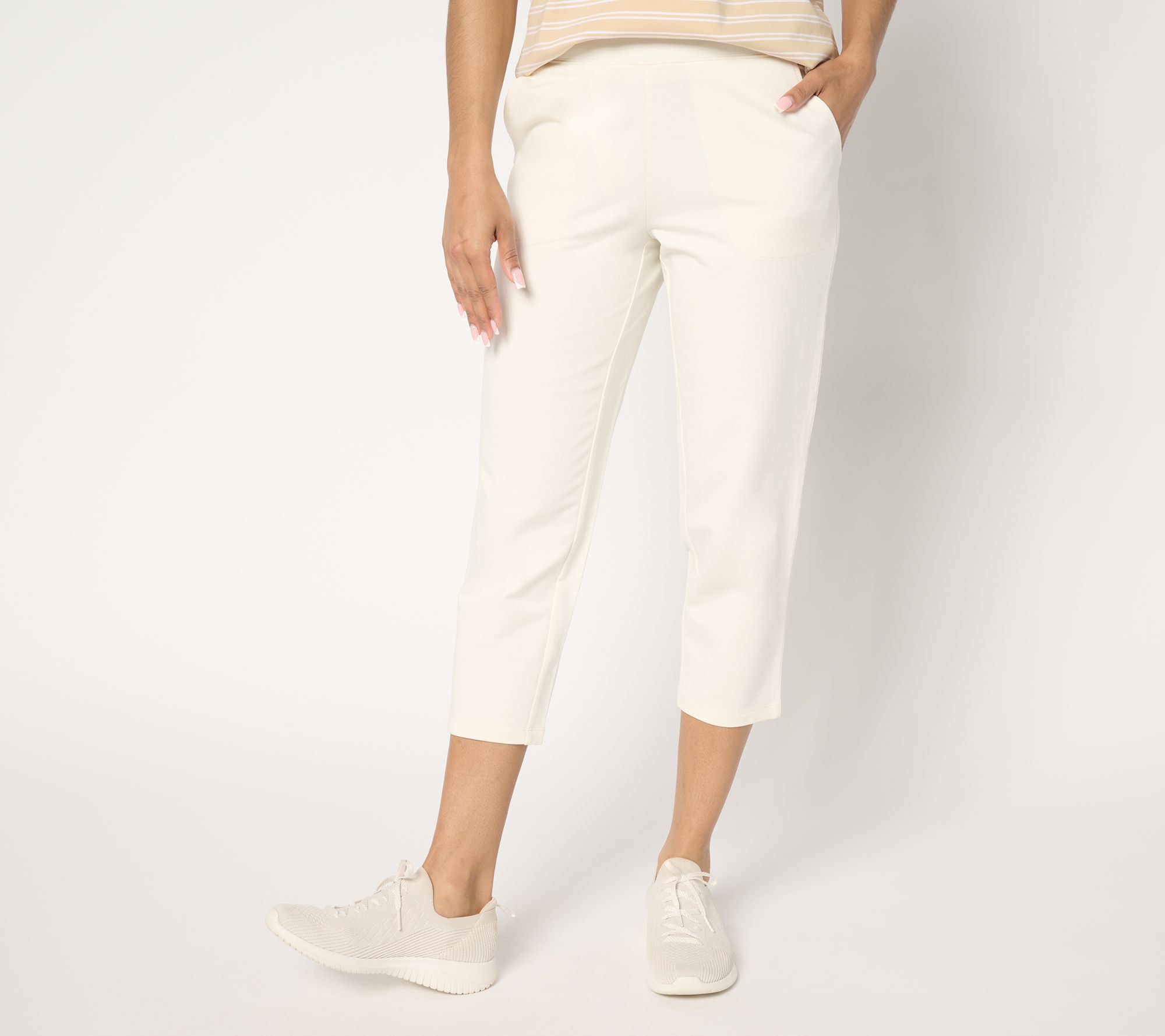 "As Is" Denim & Co. Petite EasyWear French Terry Crop Pant