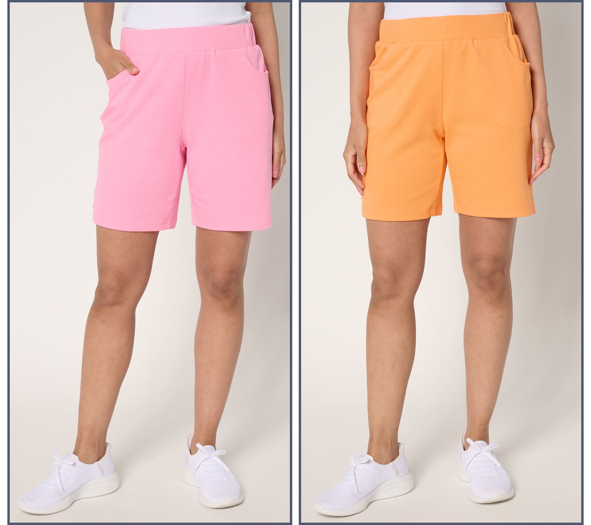 "As Is" Quacker Factory Set of Two Pull-On 8" Shorts