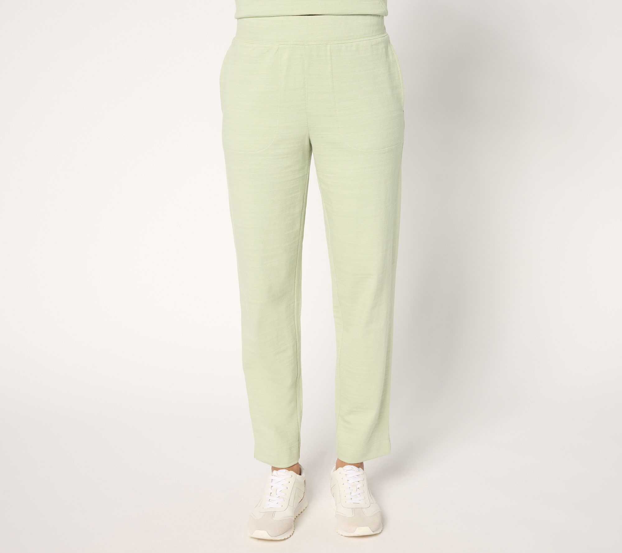 "As Is" Denim & Co. Active Pet Textured Cotton Straight Leg Ankle Pant