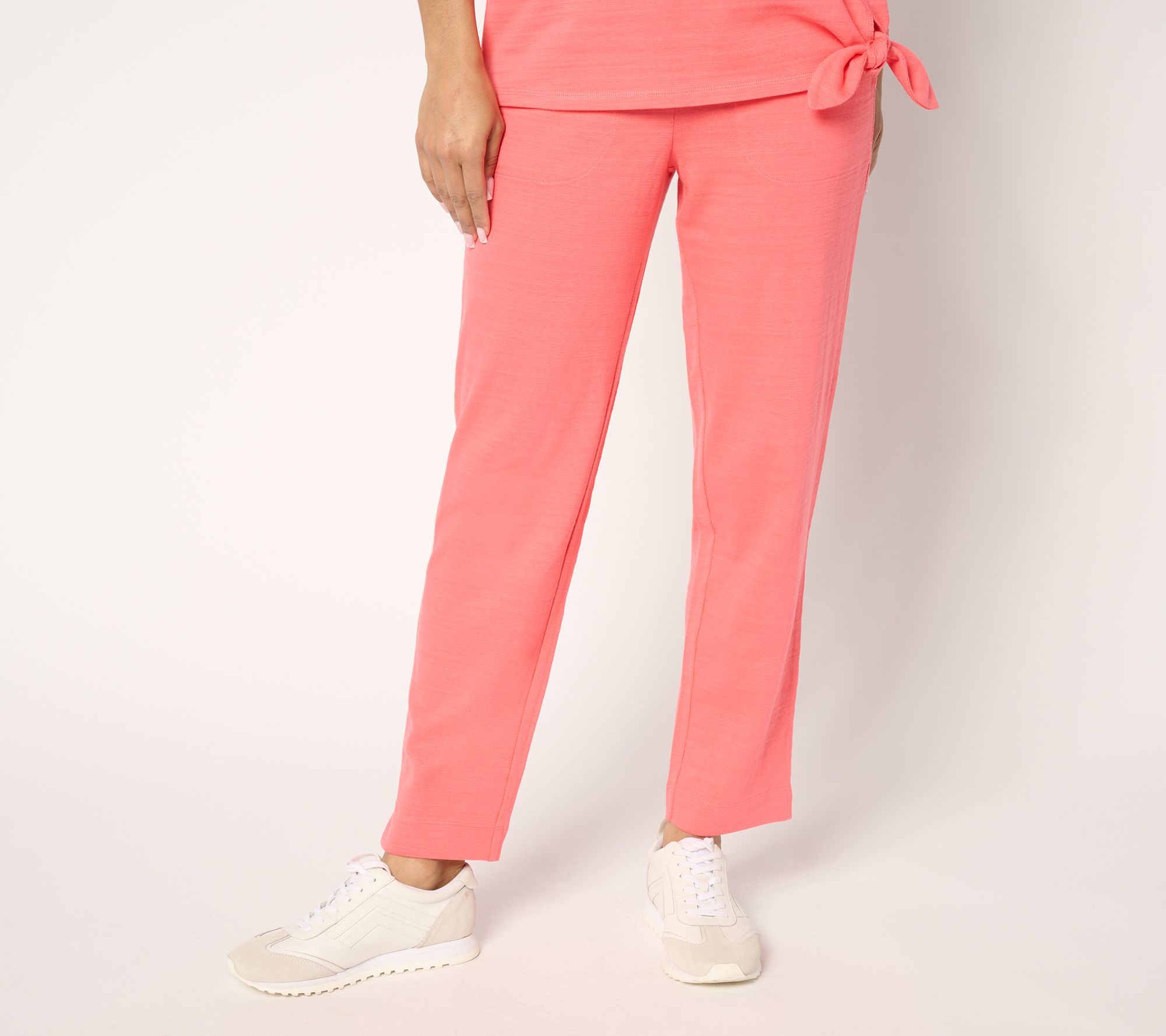 "As Is" Denim & Co. Active Pet Textured Cotton Straight Leg Ankle Pant