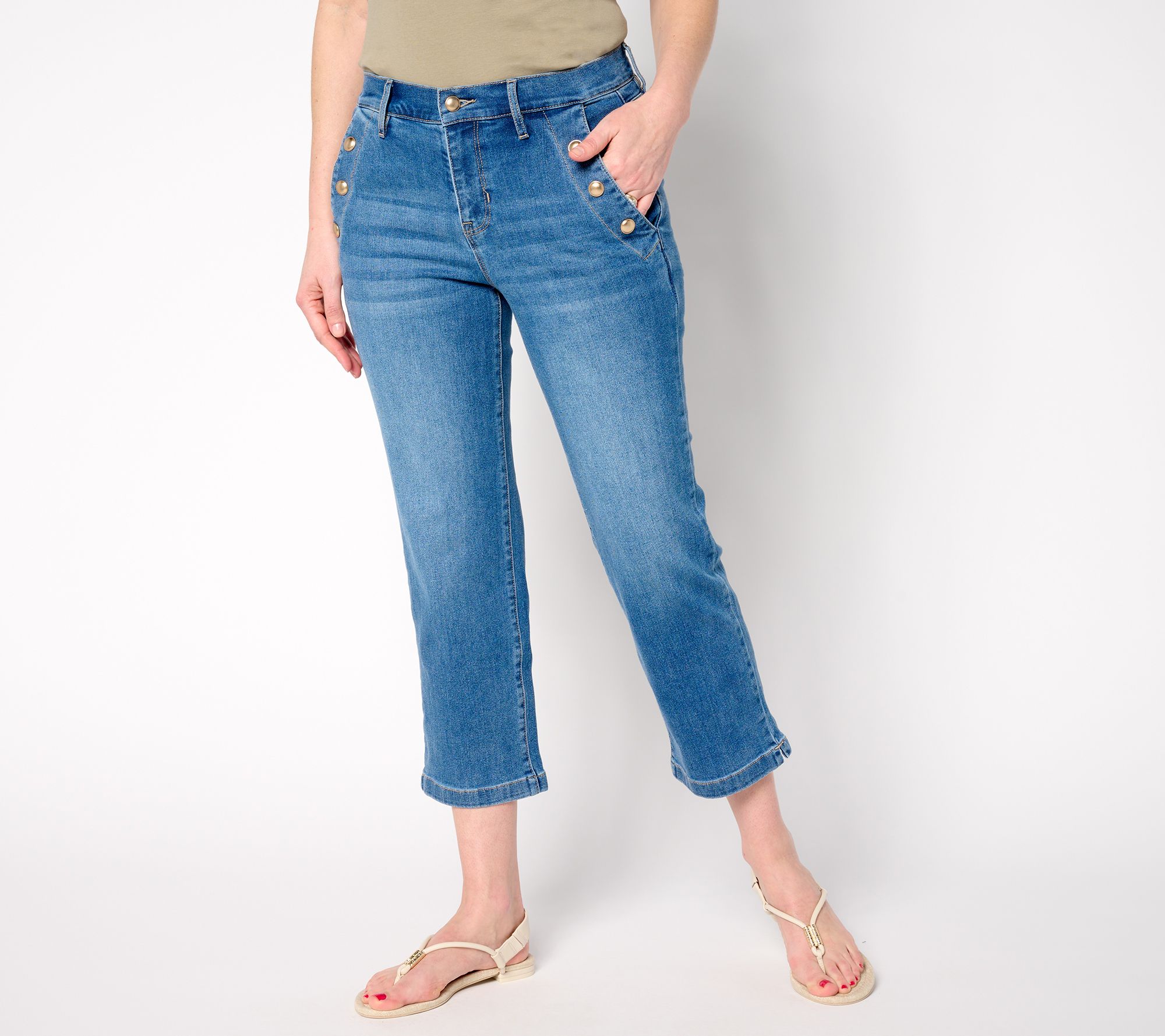 "As Is" nicole by Nicole Miller Petite Stretch Novelty Cropped Jean