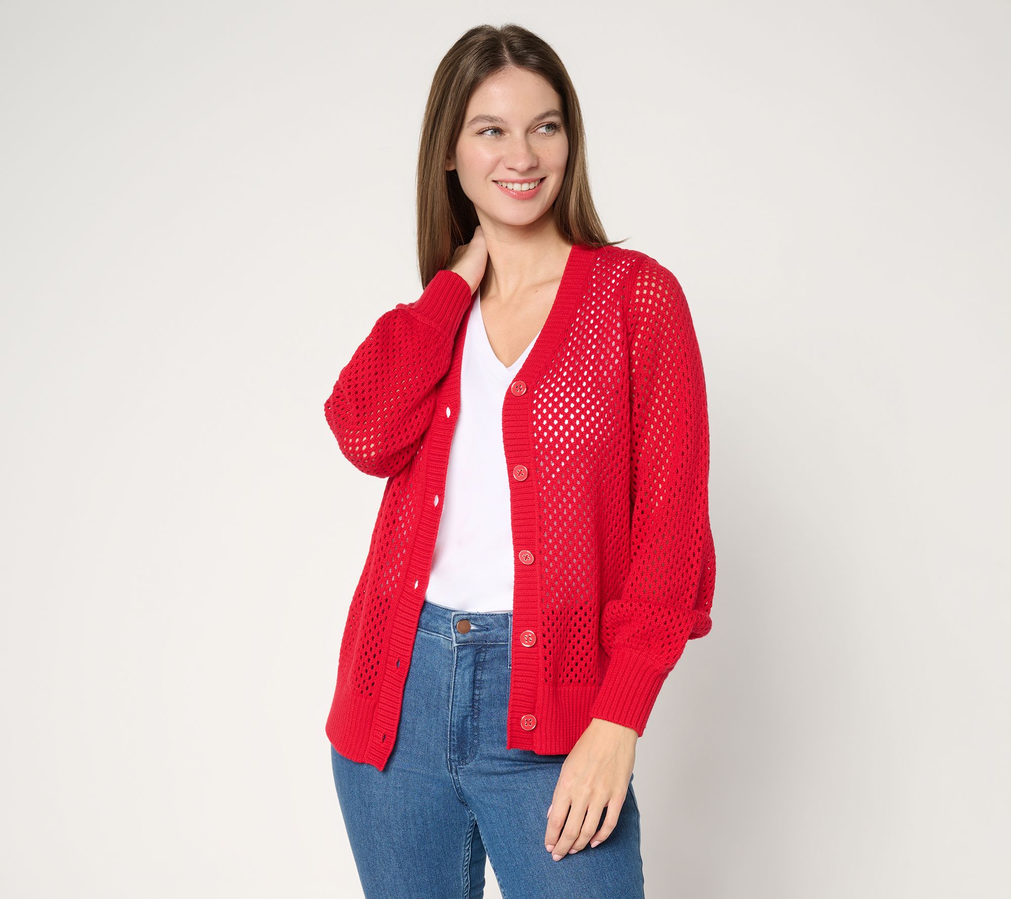 Belle by Kim Gravel Nod to Nautical Mesh Cardigan Sweater