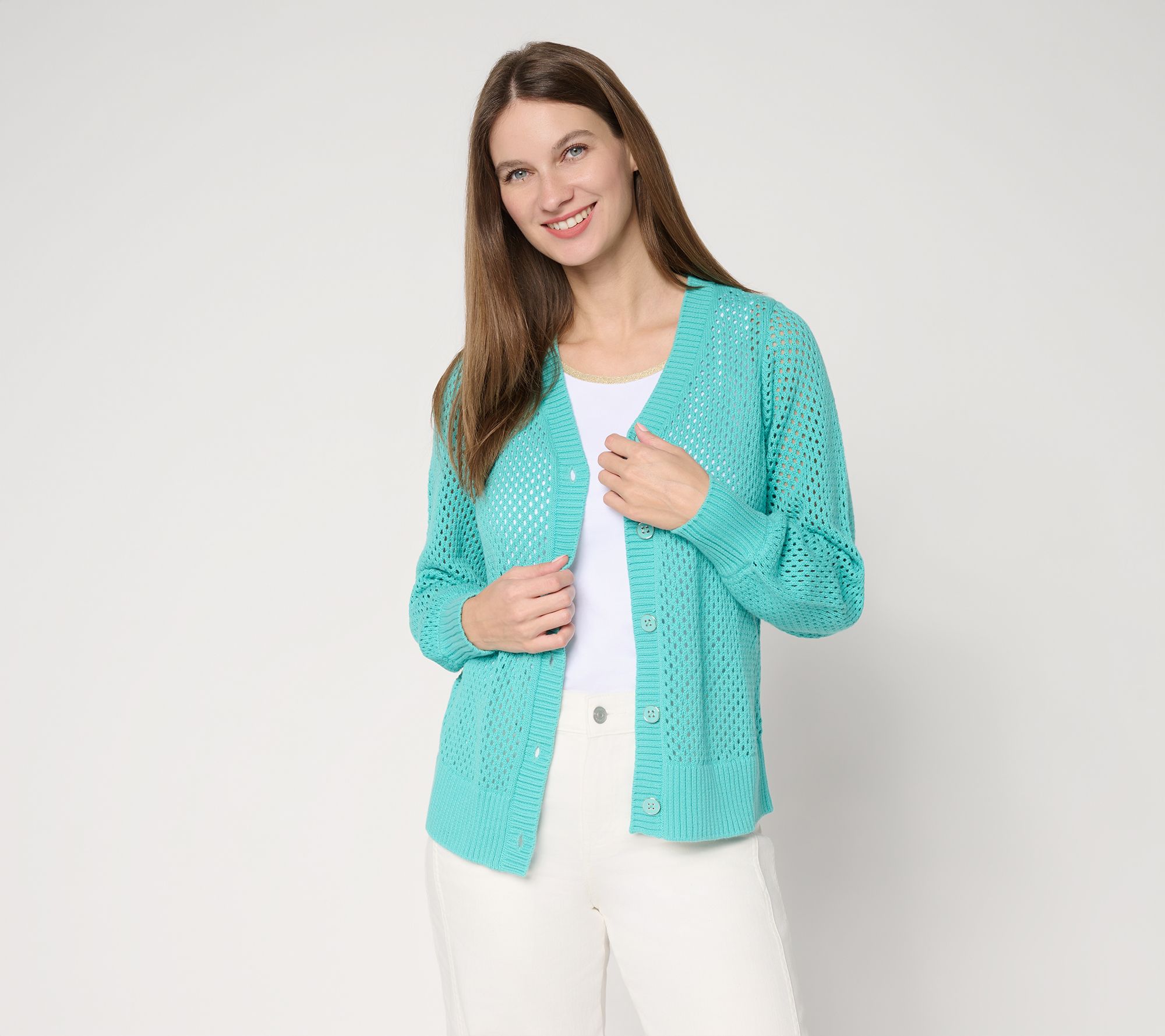 Belle by Kim Gravel Nod to Nautical Mesh Cardigan Sweater