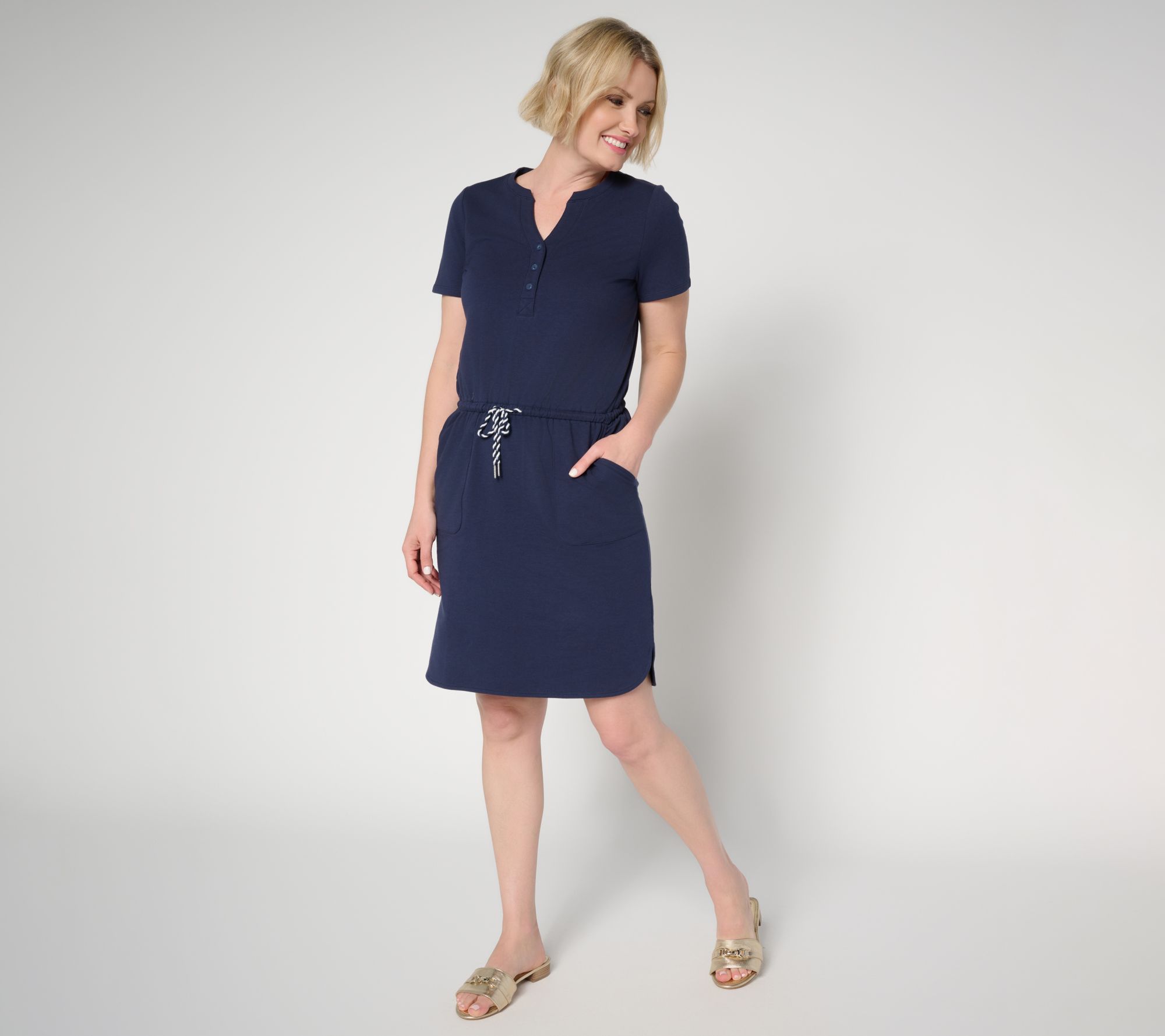 "As Is" Belle by Kim Gravel Reg Drawstring Knit Dress