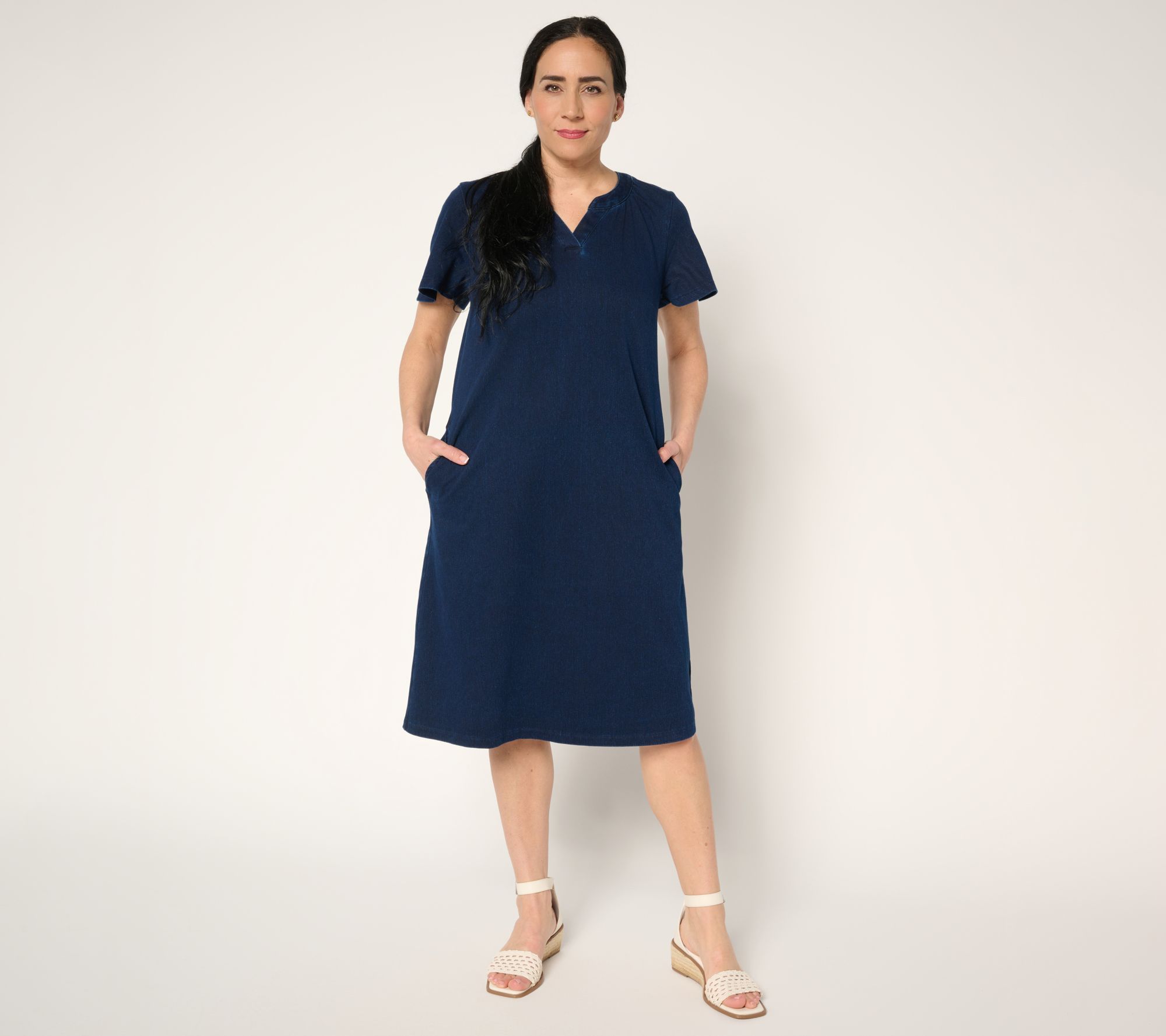"As Is" Denim & Co. Regular Comfy Knit Air Flutter Sleeve Dress