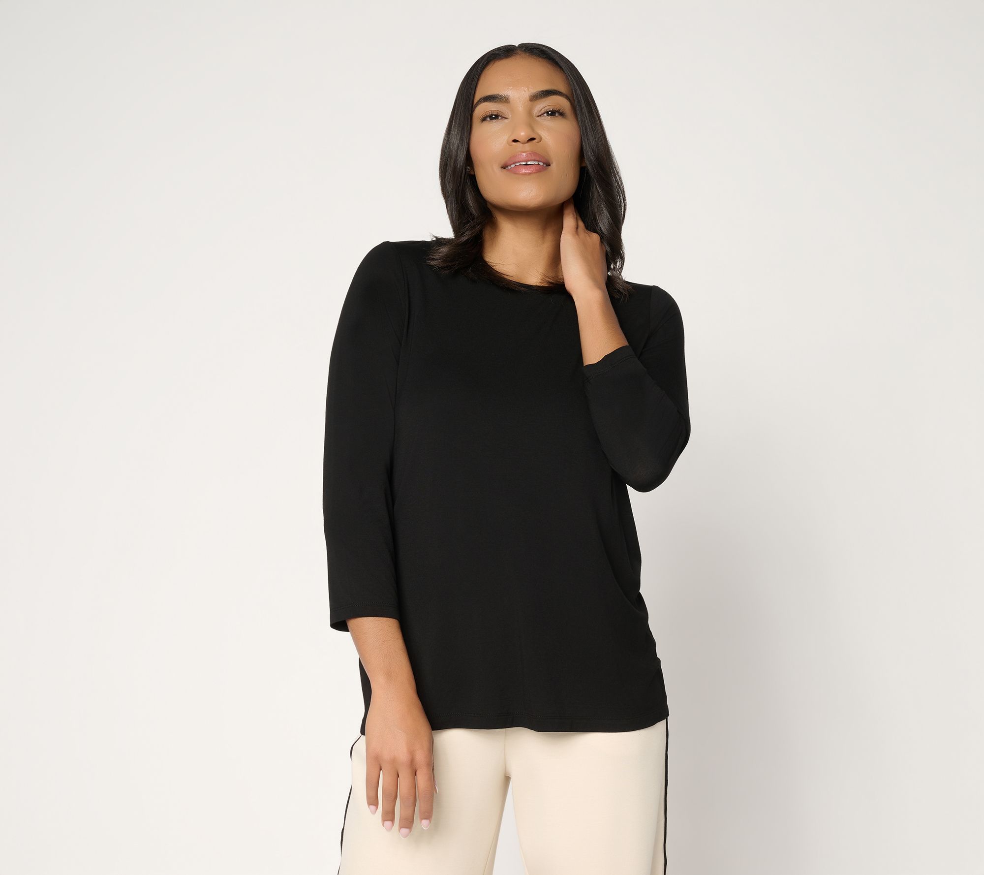 Susan Graver Essentials Rayon Allure Knit Ballet Neck Top