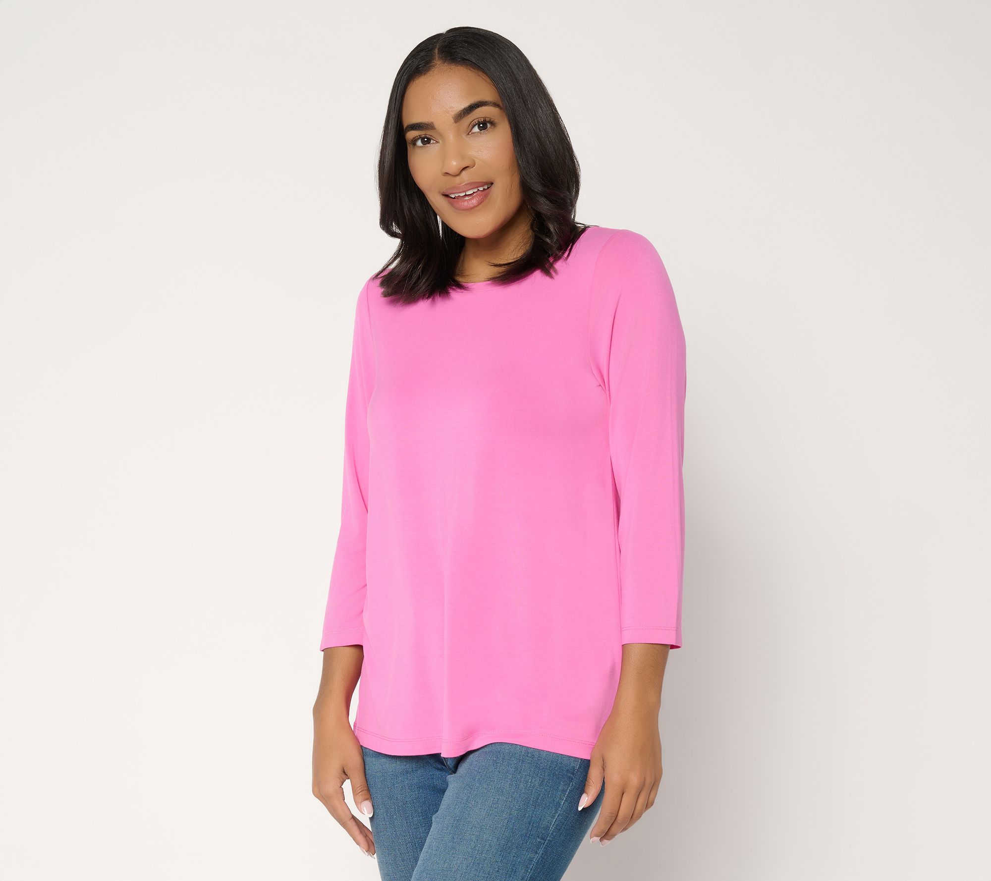 Susan Graver Essentials Rayon Allure Knit Ballet Neck Top