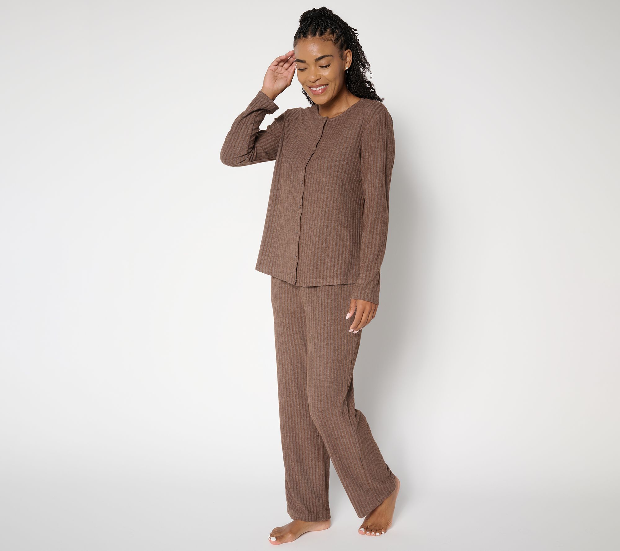 "As Is" Berkshire Homewear Hacci Rib ButtonFront Lounge Set