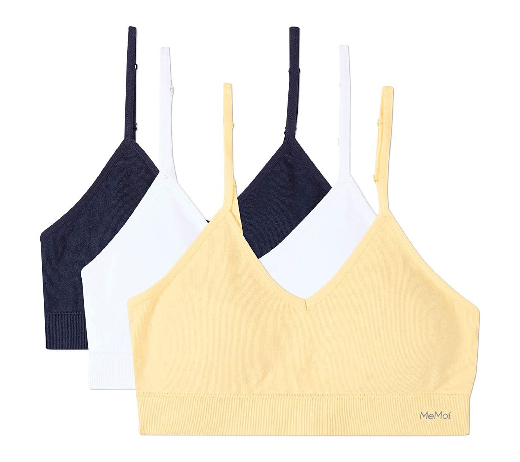 Memoi Women's Set of 3 Seamless Low Back Bra