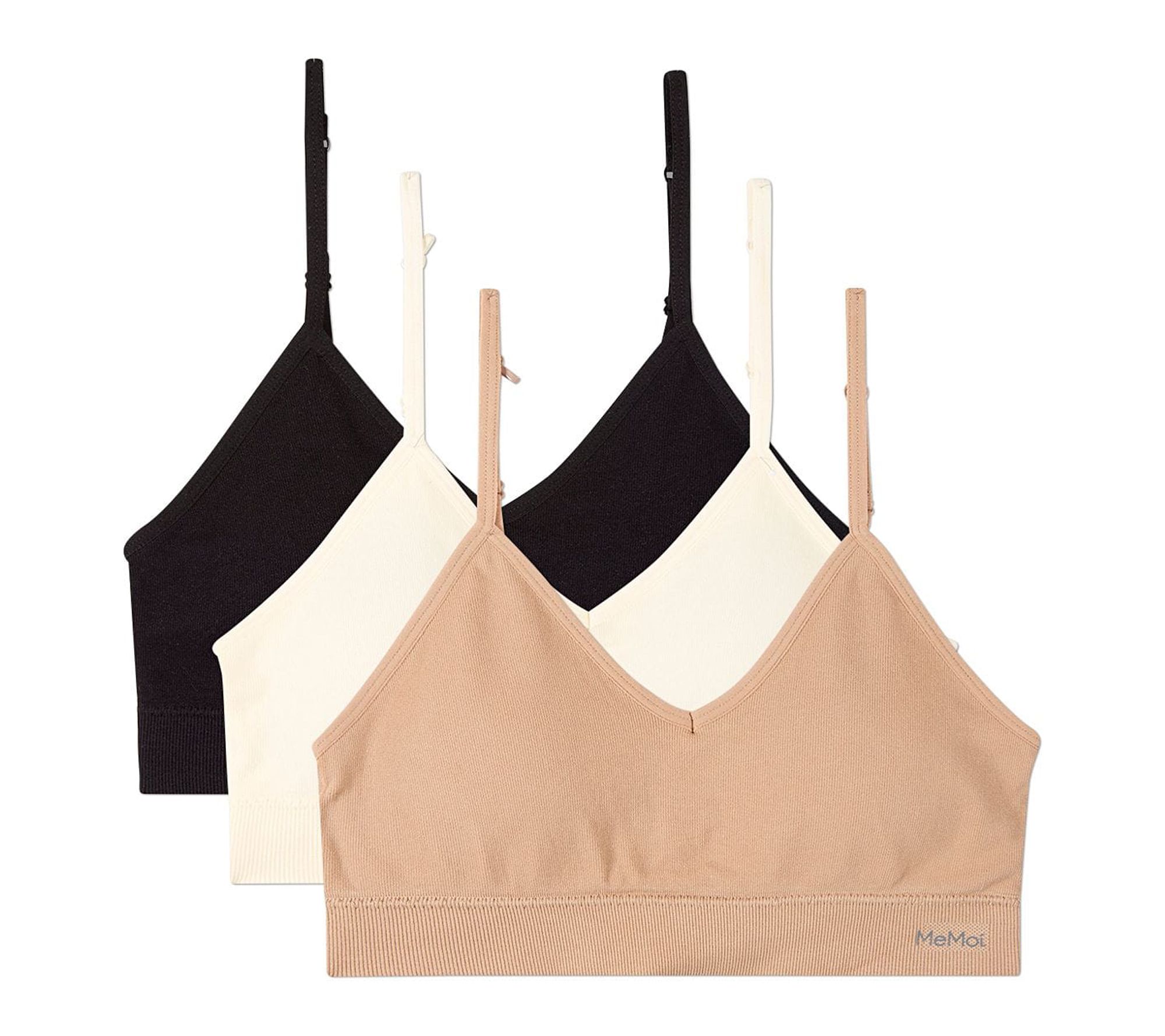 Memoi Women's Set of 3 Seamless Low Back Bra