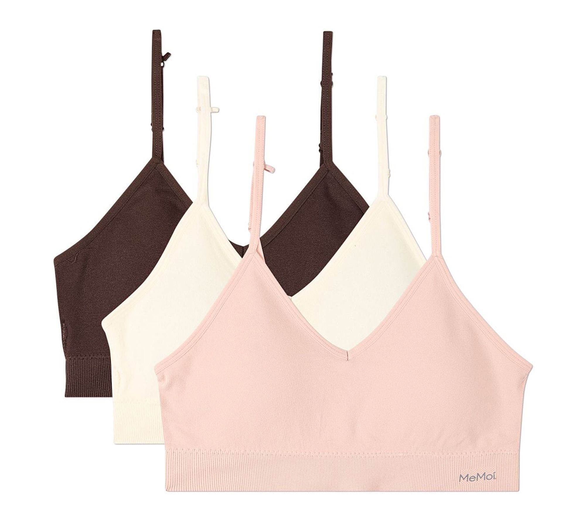 Memoi Women's Set of 3 Seamless Low Back Bra