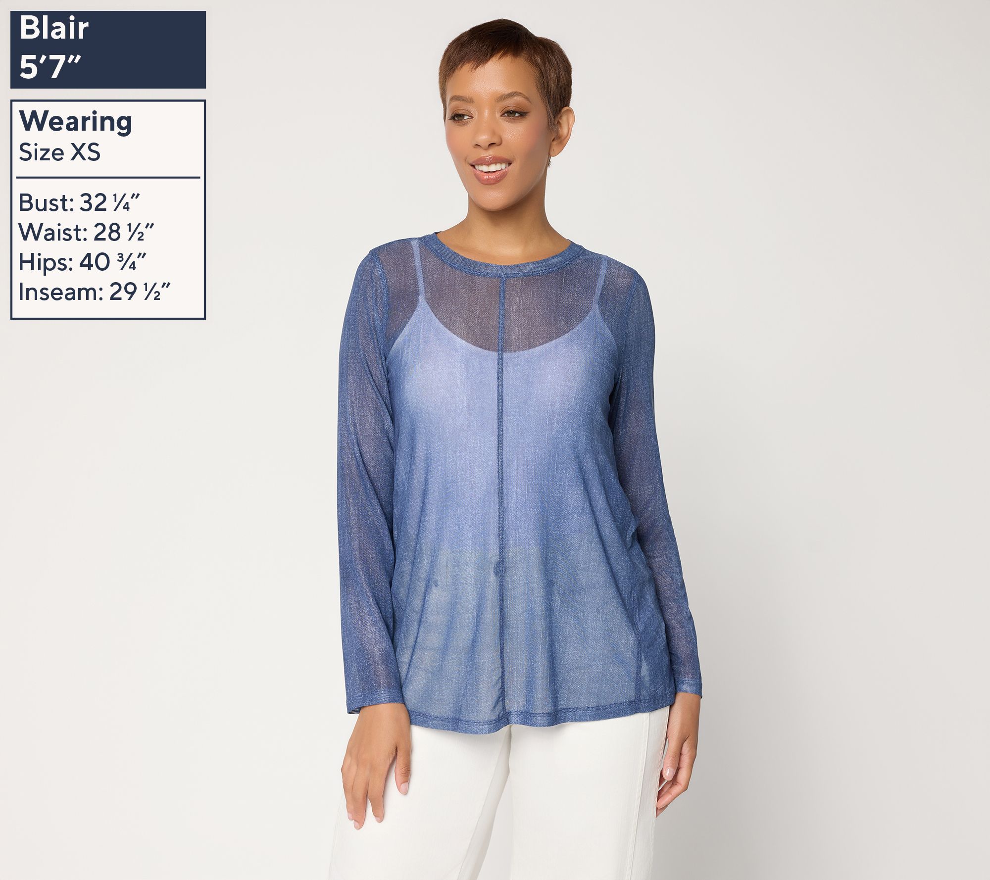 LOGO Layers by Lori Goldstein Texture Print Seamed Mesh Top | QVC