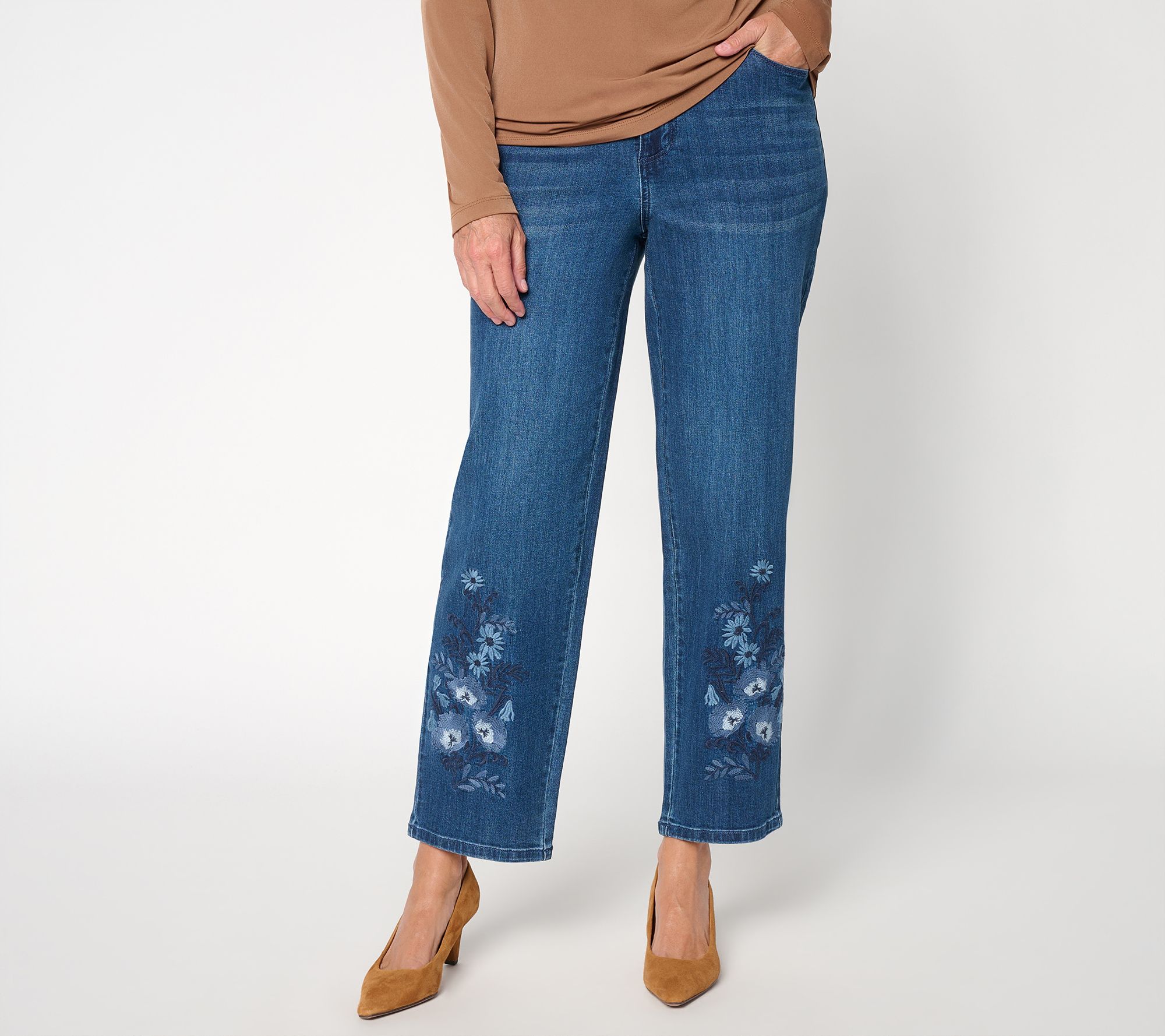 Susan Graver Petite Stretch Denim Ankle Length Jeans