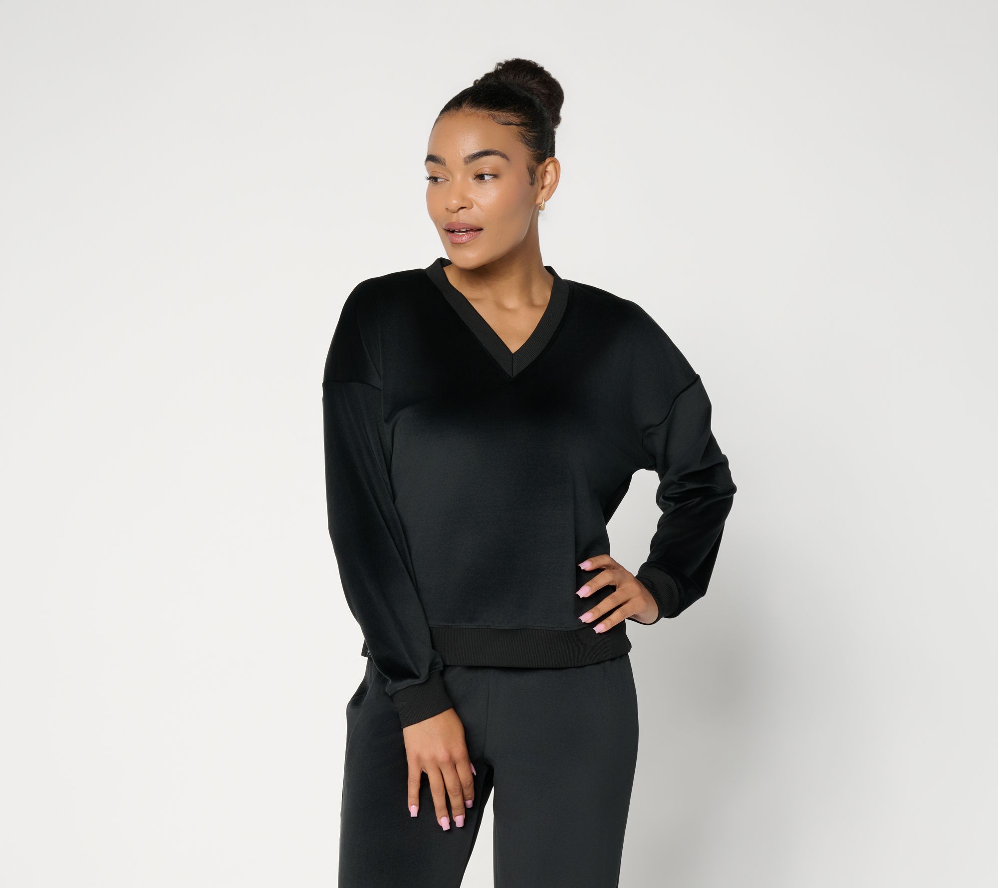 Barefoot Dreams Stretch Velvet V-Neck Pullover