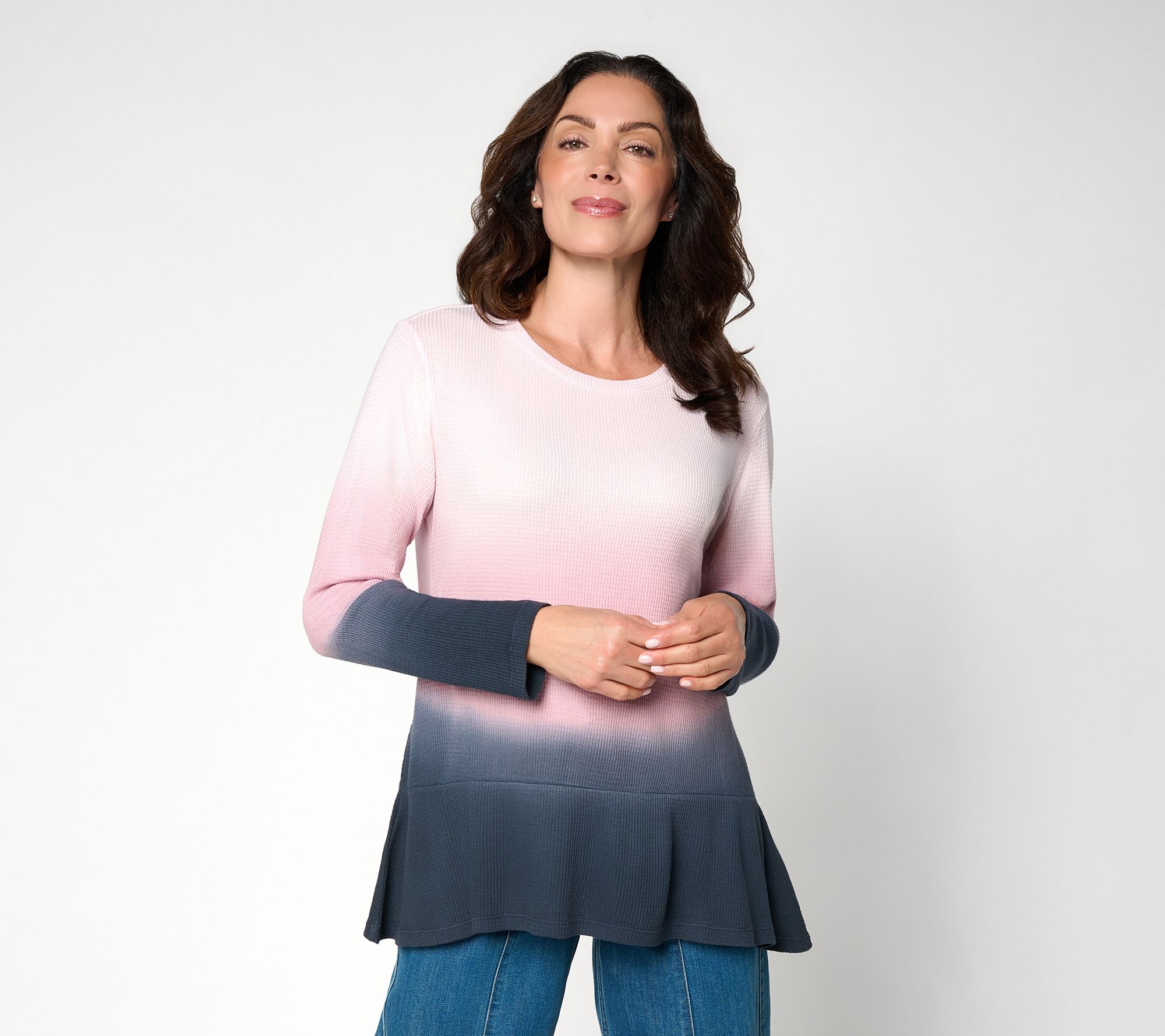 LOGO by Lori Goldstein Petite Dye Effect Waffle Tunic