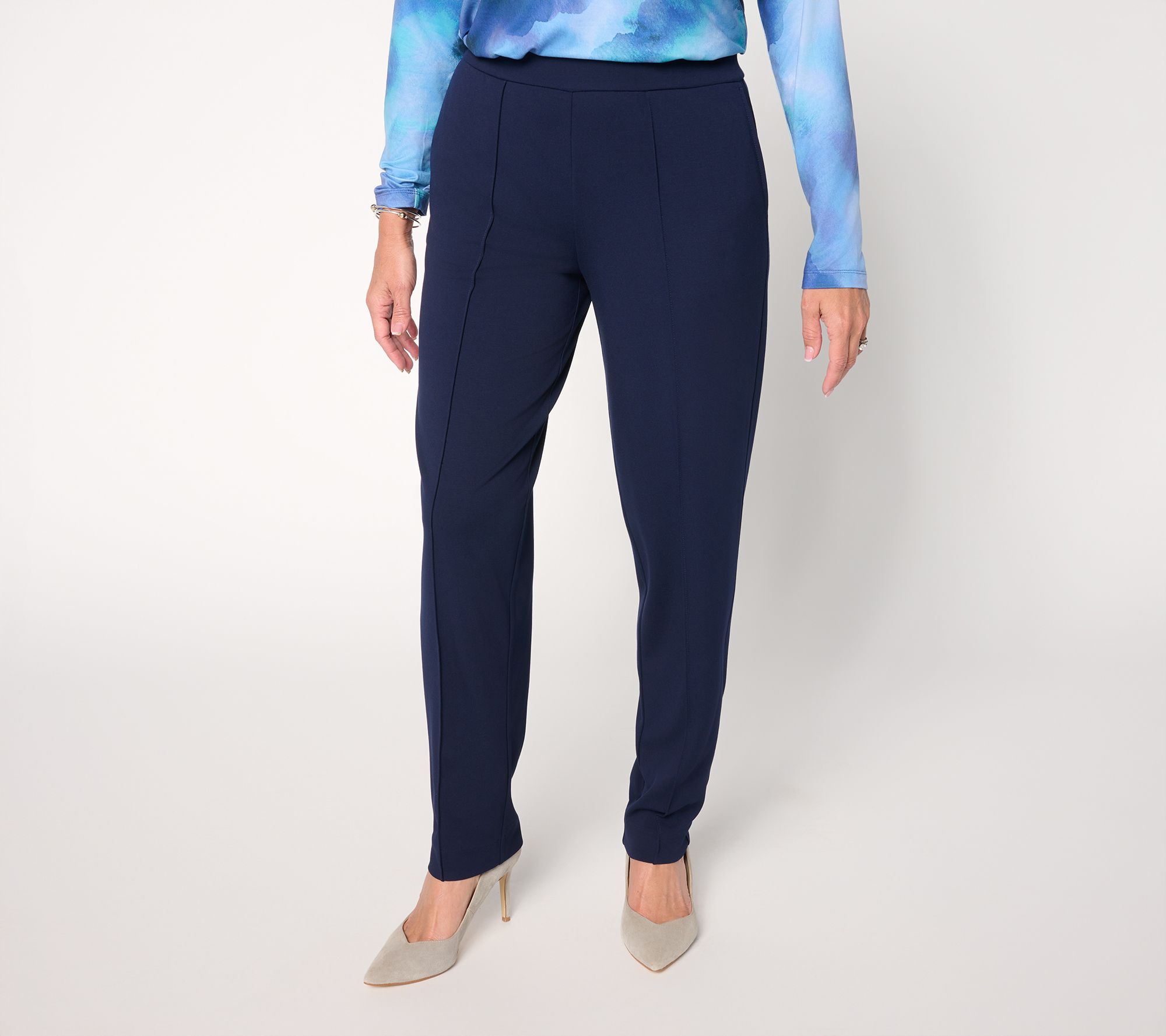 "As Is" Susan Graver Reg Liquid Ponte Straight Leg Pull On Pants