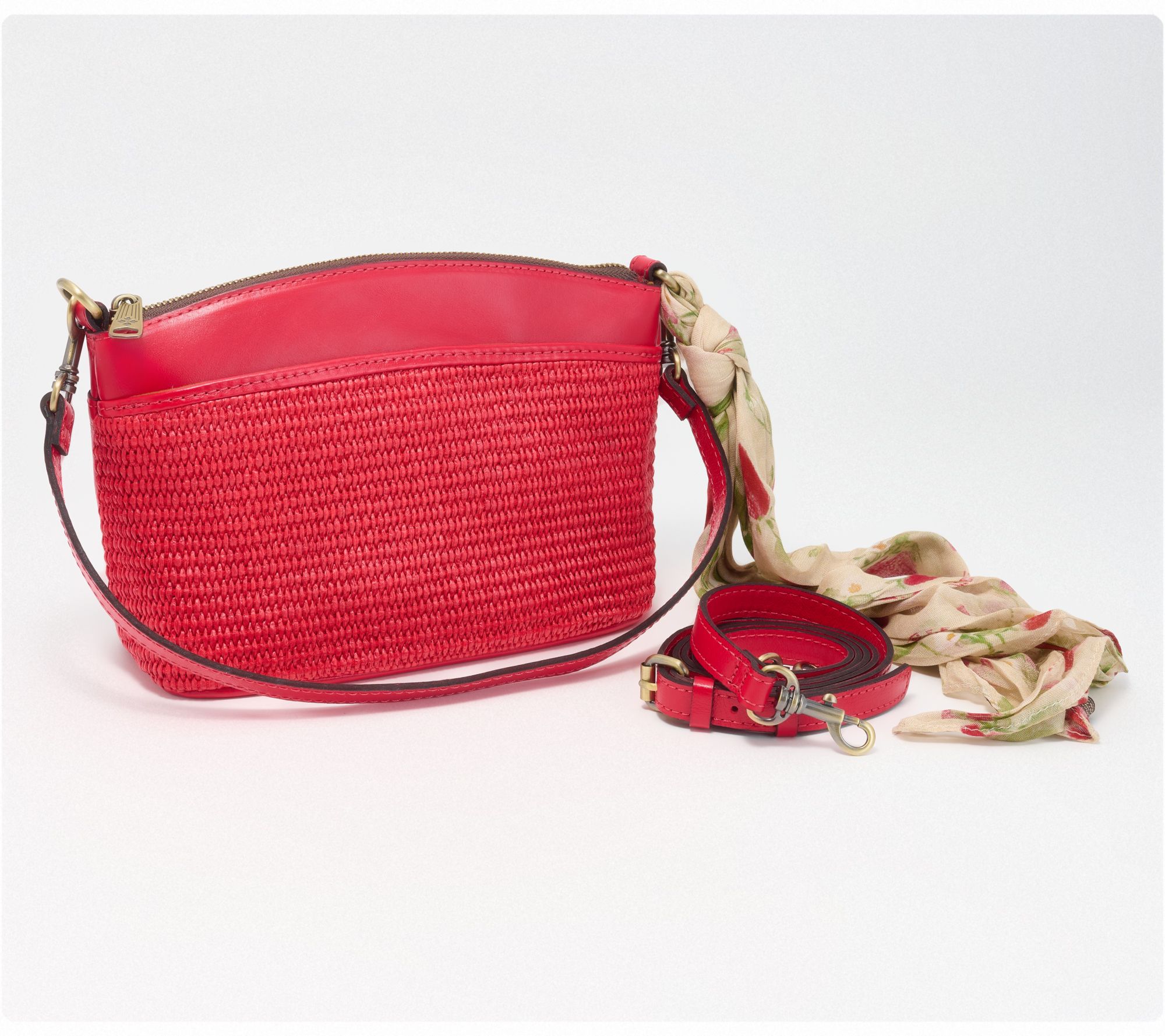 "As Is" Patricia Nash Arlee Raffia Crossbody with Scarf