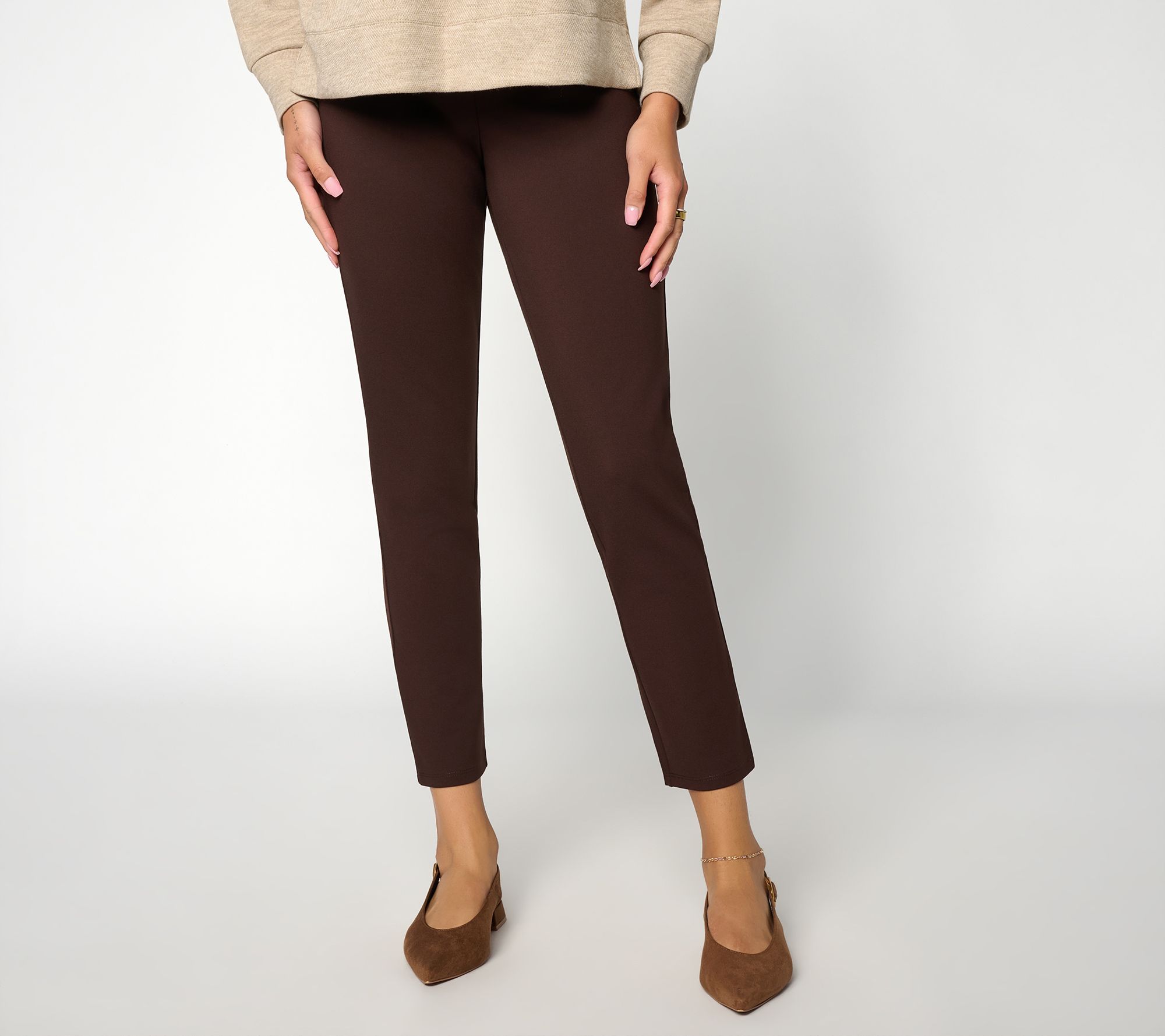 Dennis Basso Petite Ponte Pull-On Legging with Seam