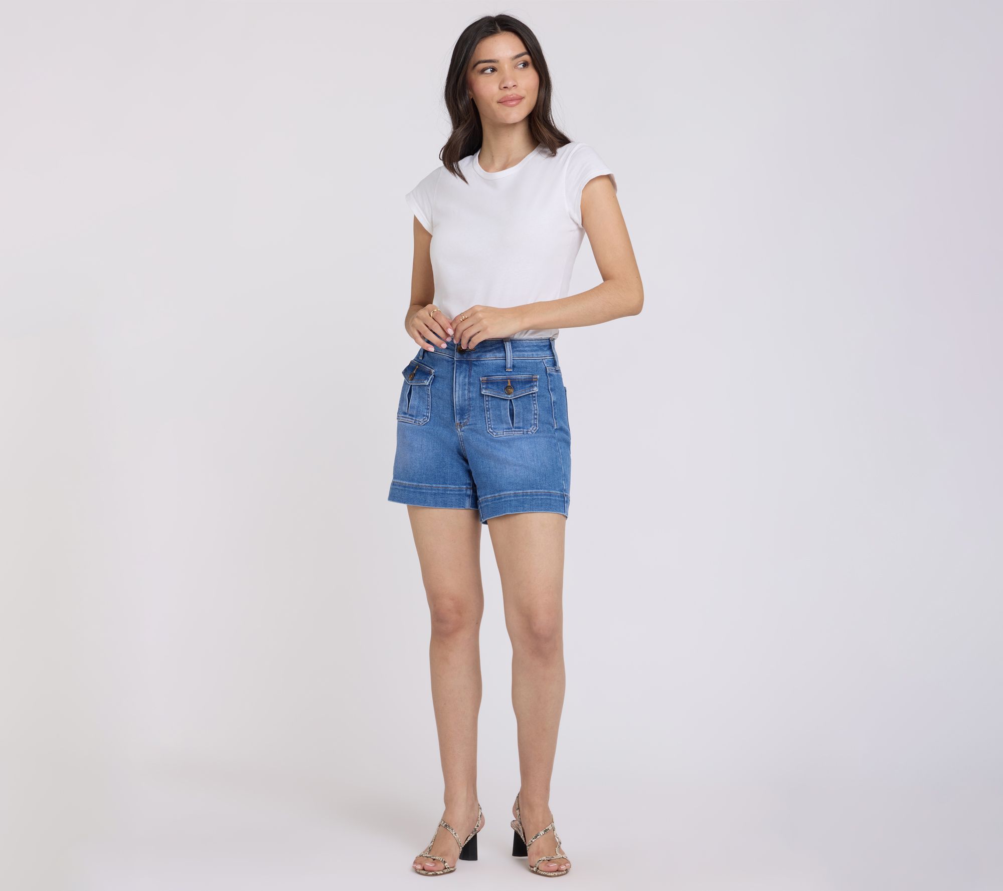 NYDJ Berkyn Relaxed Front Button Flap Pockets Shorts