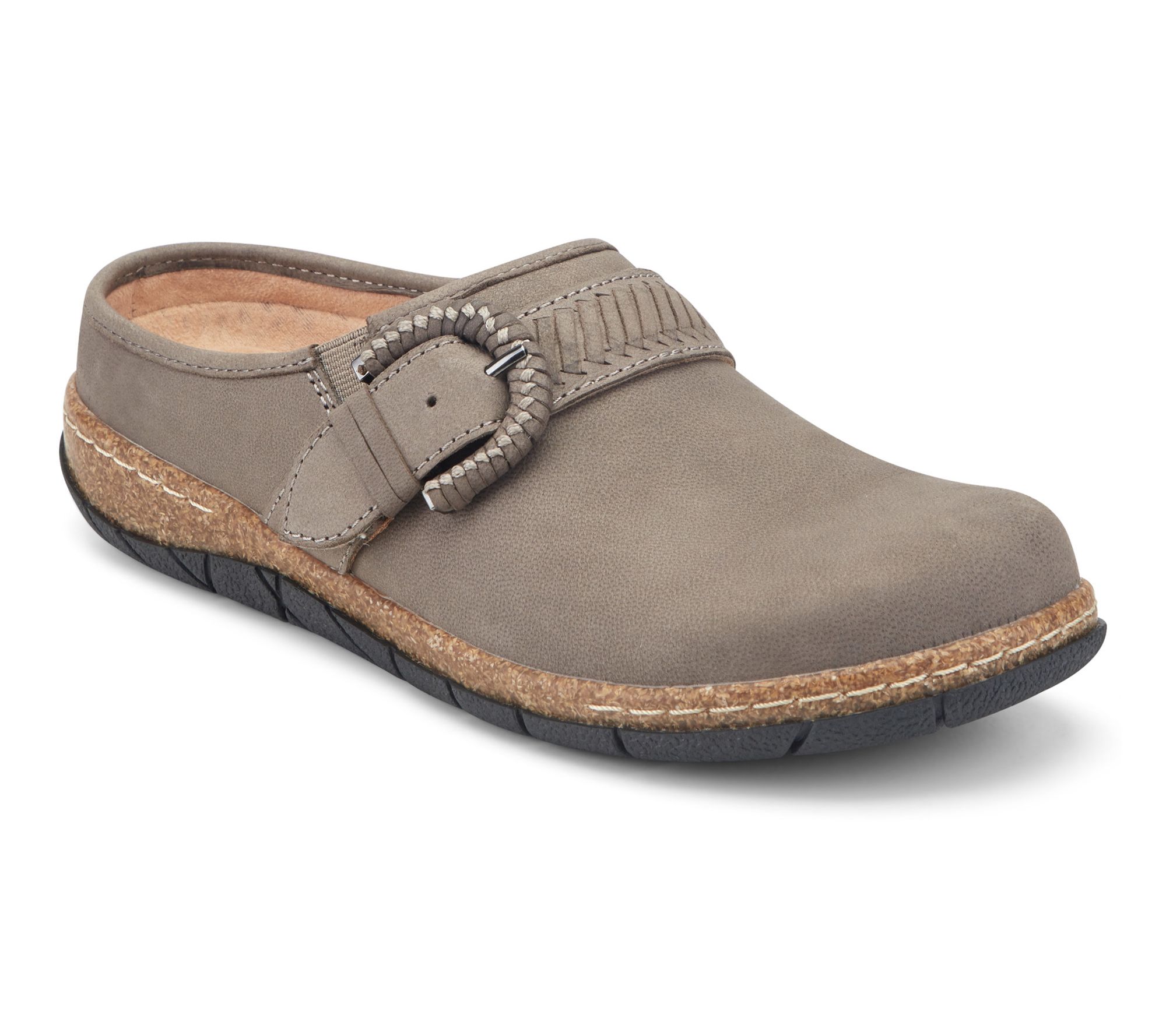 Earth Suede Clogs with Adjustable Buckle -Evie