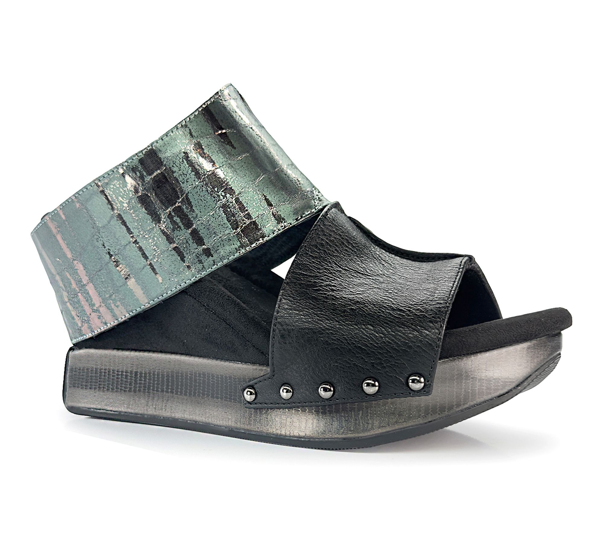 Modzori Virginia Reversible Wedge Sandal - TealFlips Black