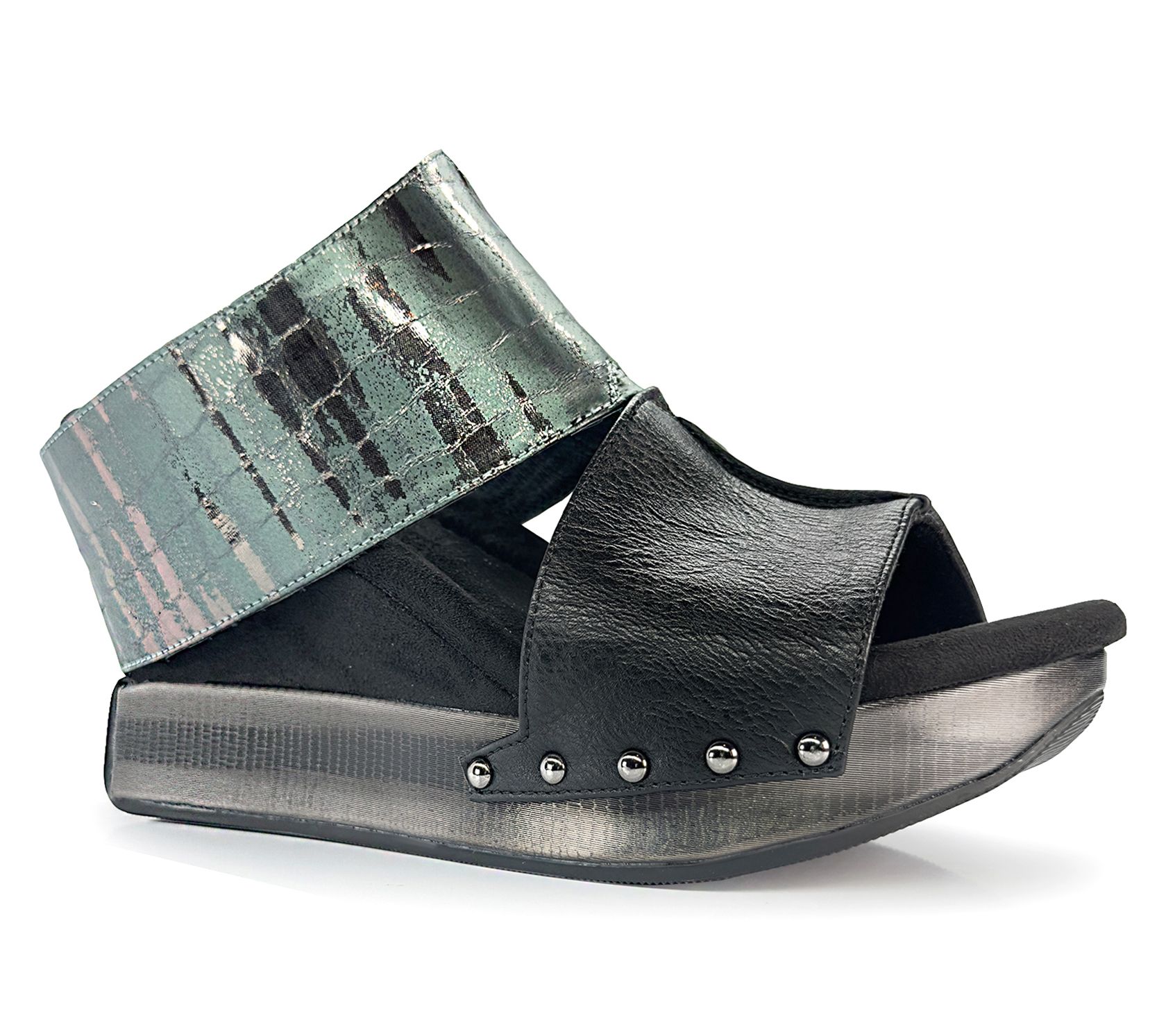 Modzori Virginia Reversible Wedge Sandal - Teal Flips Black