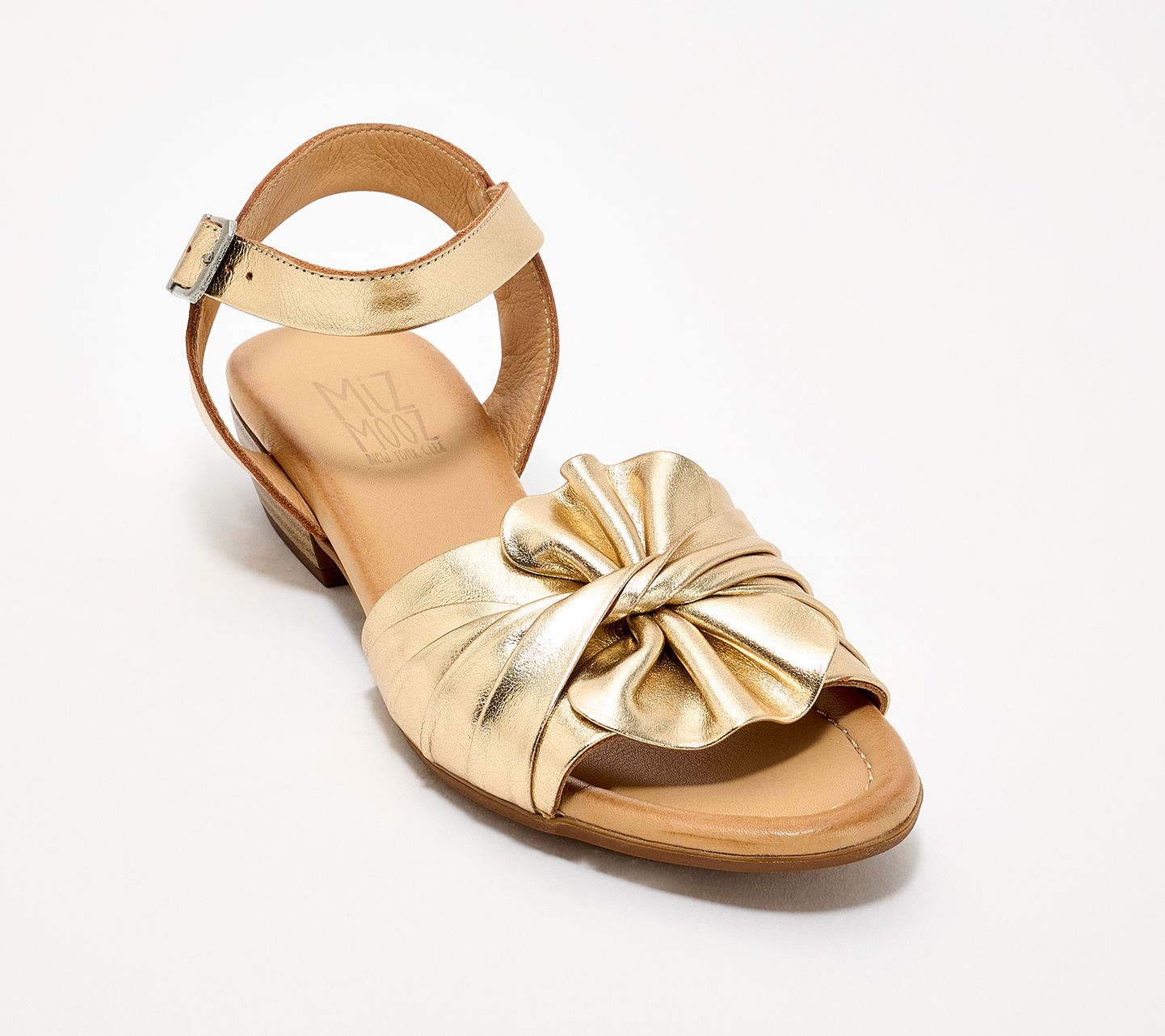 "As Is" Miz Mooz Leather Bow Heeled Sandals - Christa