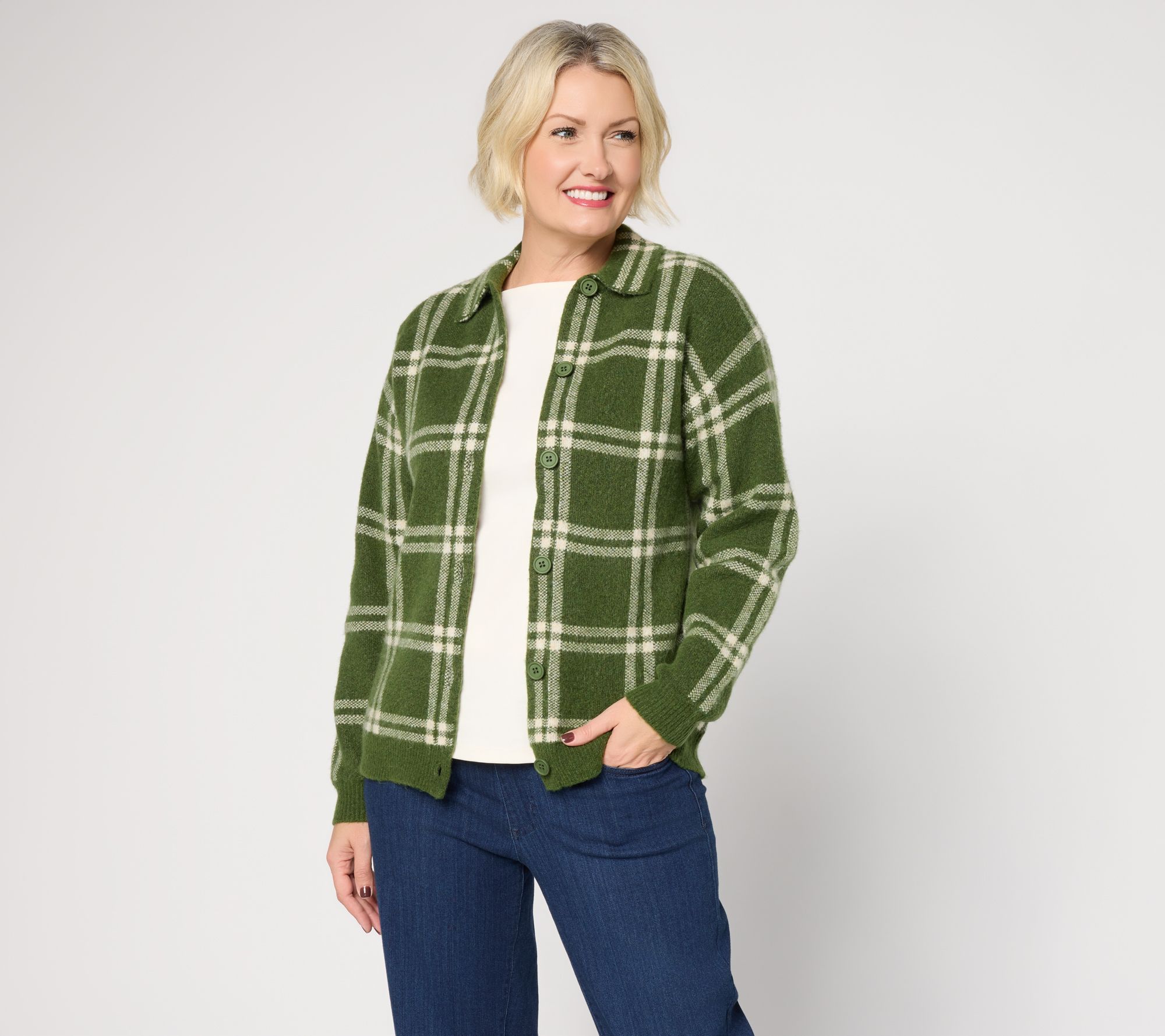 Felt Denim by Laurie Felt Soft Check Cardigan