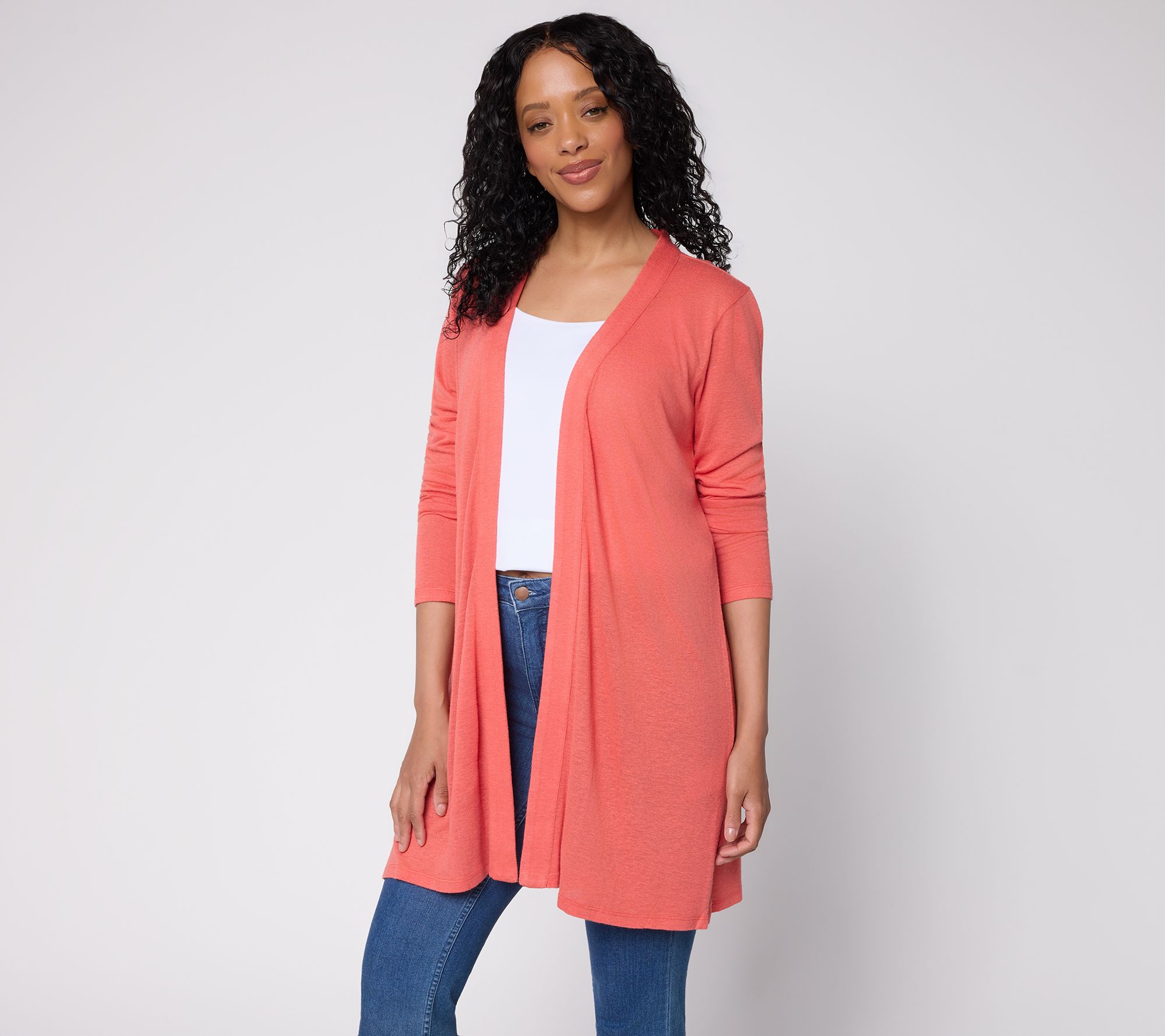 "As Is" BEAUTIFUL by Lawrence Zarian Petite Slub Knit Duster