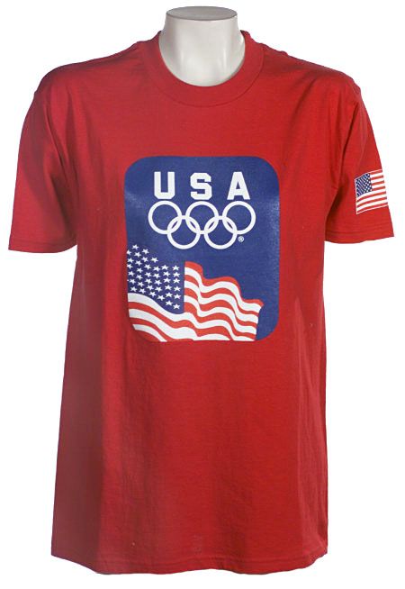 Salt Lake 2002 Olympic Rings & USA Flag T-shirt