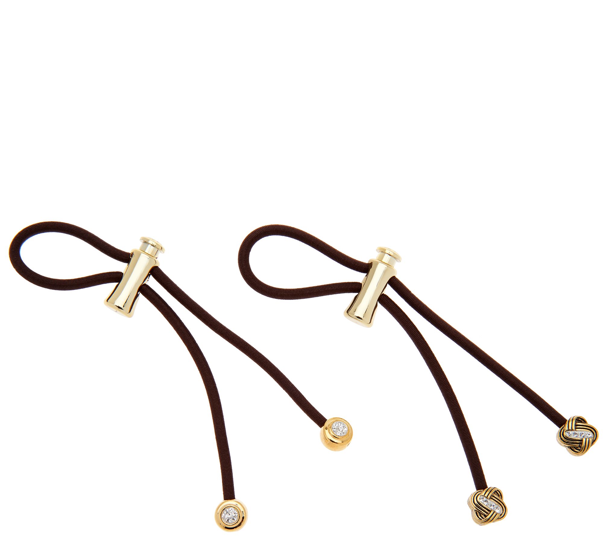 Pulleez Set Of 2 Pave Charm Ponytail Holders Page 1 Qvc Com