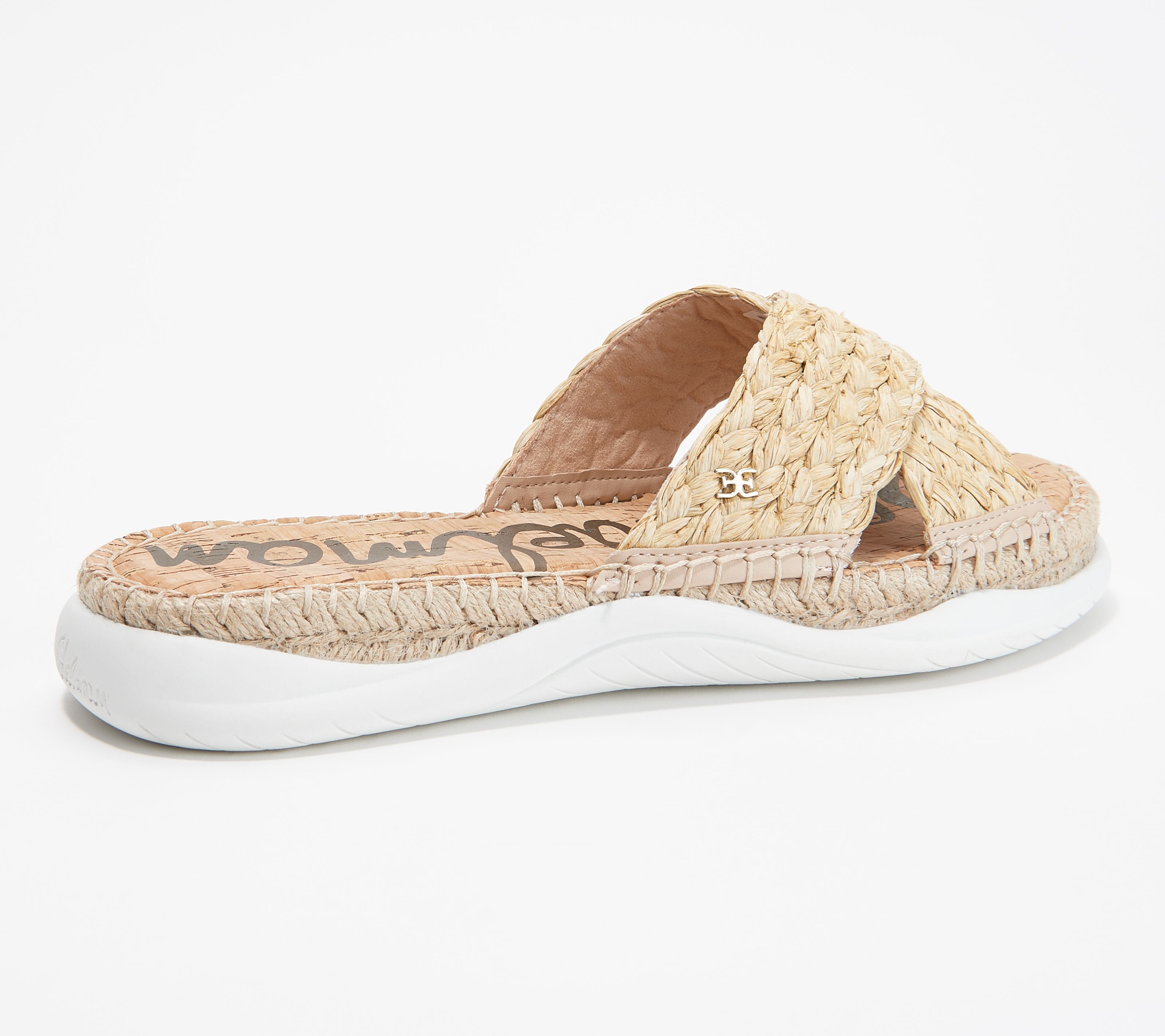 Sam Edelman Braided Raffia Cross Strap Slide Sandals Jovie QVC