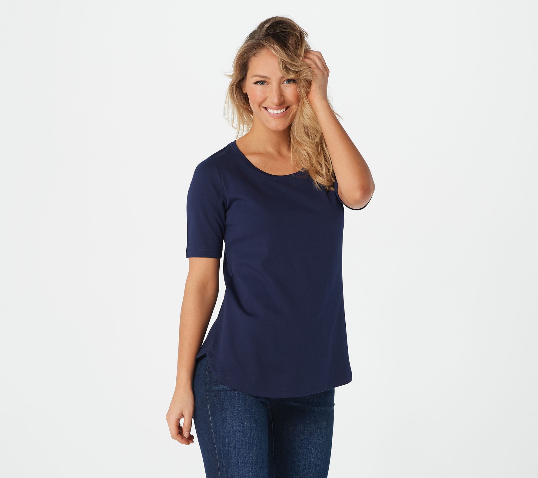 Isaac Mizrahi Live! Essentials Pima Cotton Scoop Neck T-Shirt 