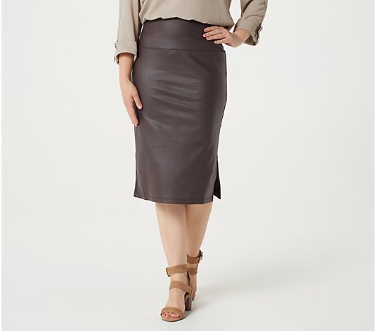 Women with Control Regular Tummy Control Faux Leather Pencil Skirt