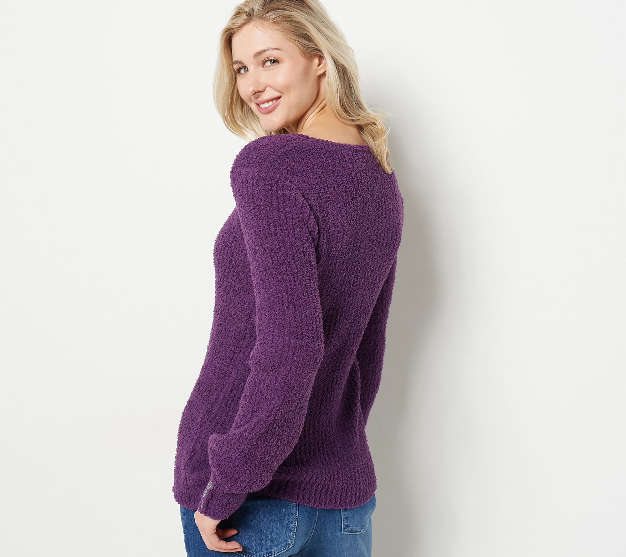 Laurie Felt Cloud Sweater with Button Sleeve Detail - QVC.com
