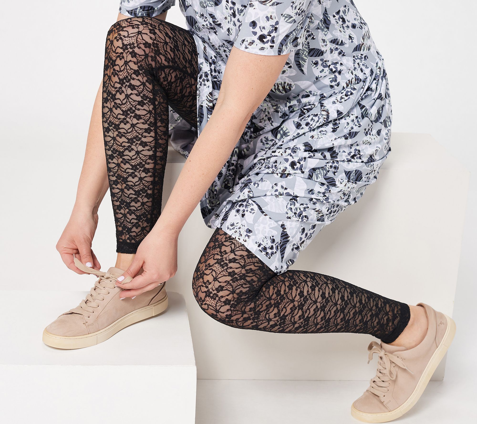 "As Is" LOGO Layers by Lori Goldstein Reg. Stretch Lace Leggings