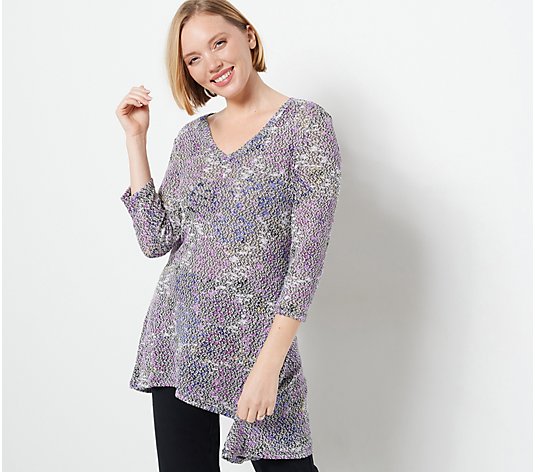 Attitudes by Renee Regular V-Neck Printed Sweater Knit Tunic