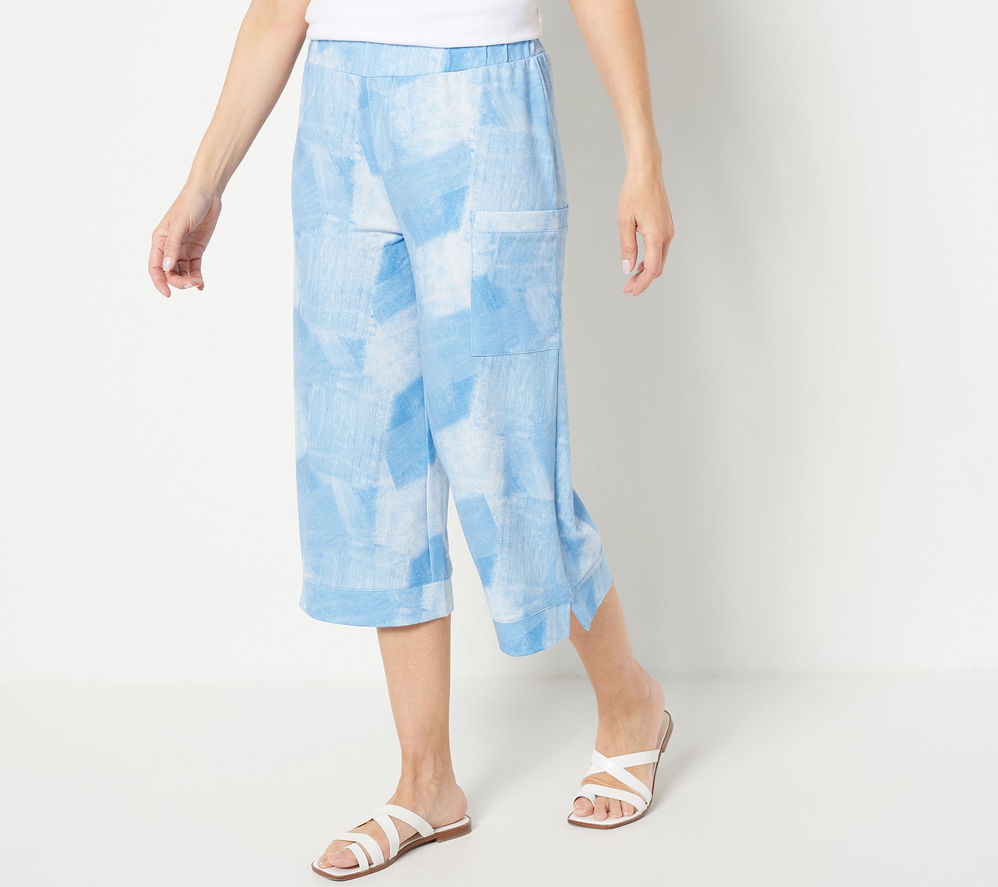 LOGO Lounge by Lori Goldstein Petite French Terry Wide Leg Crop Pants